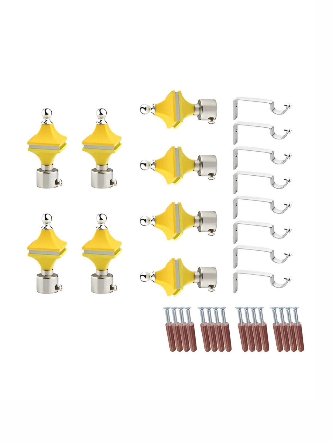 GLOXY Yellow 8 Pieces Stainless Steel Curtain Rods & Brackets