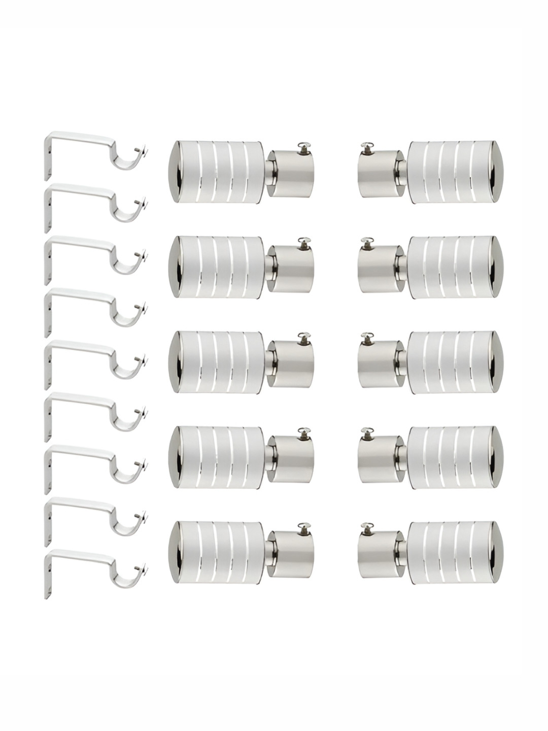 GLOXY White 19 Pieces Stainless Steel Curtain Rods & Brackets
