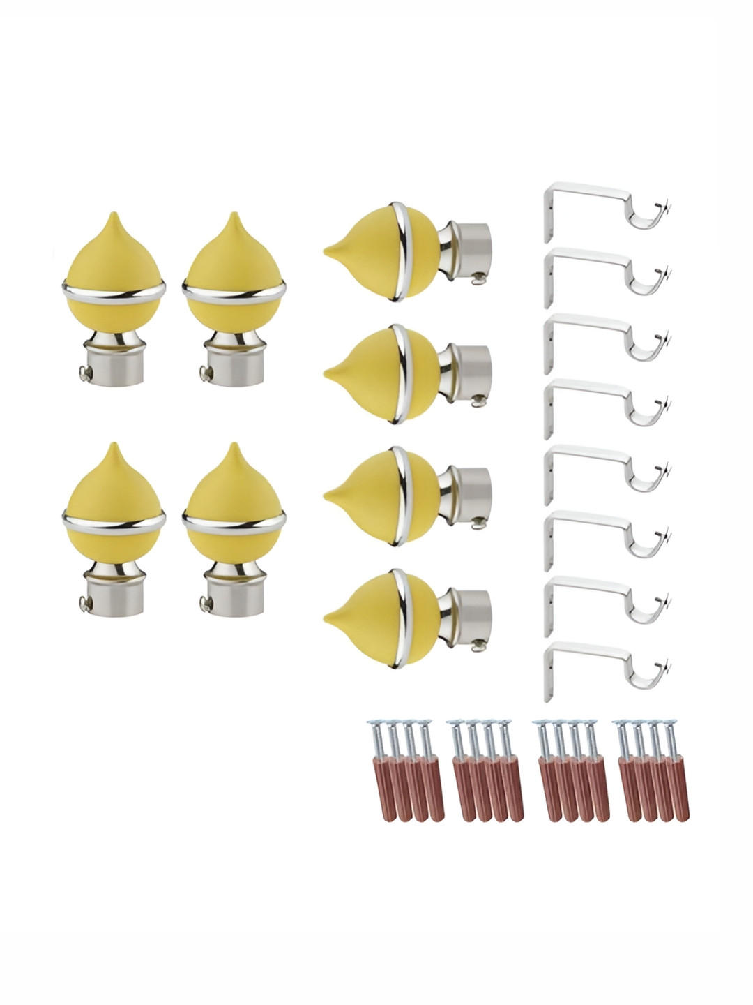 GLOXY Yellow 4 Pieces Stainless Steel Curtain Rods & Brackets