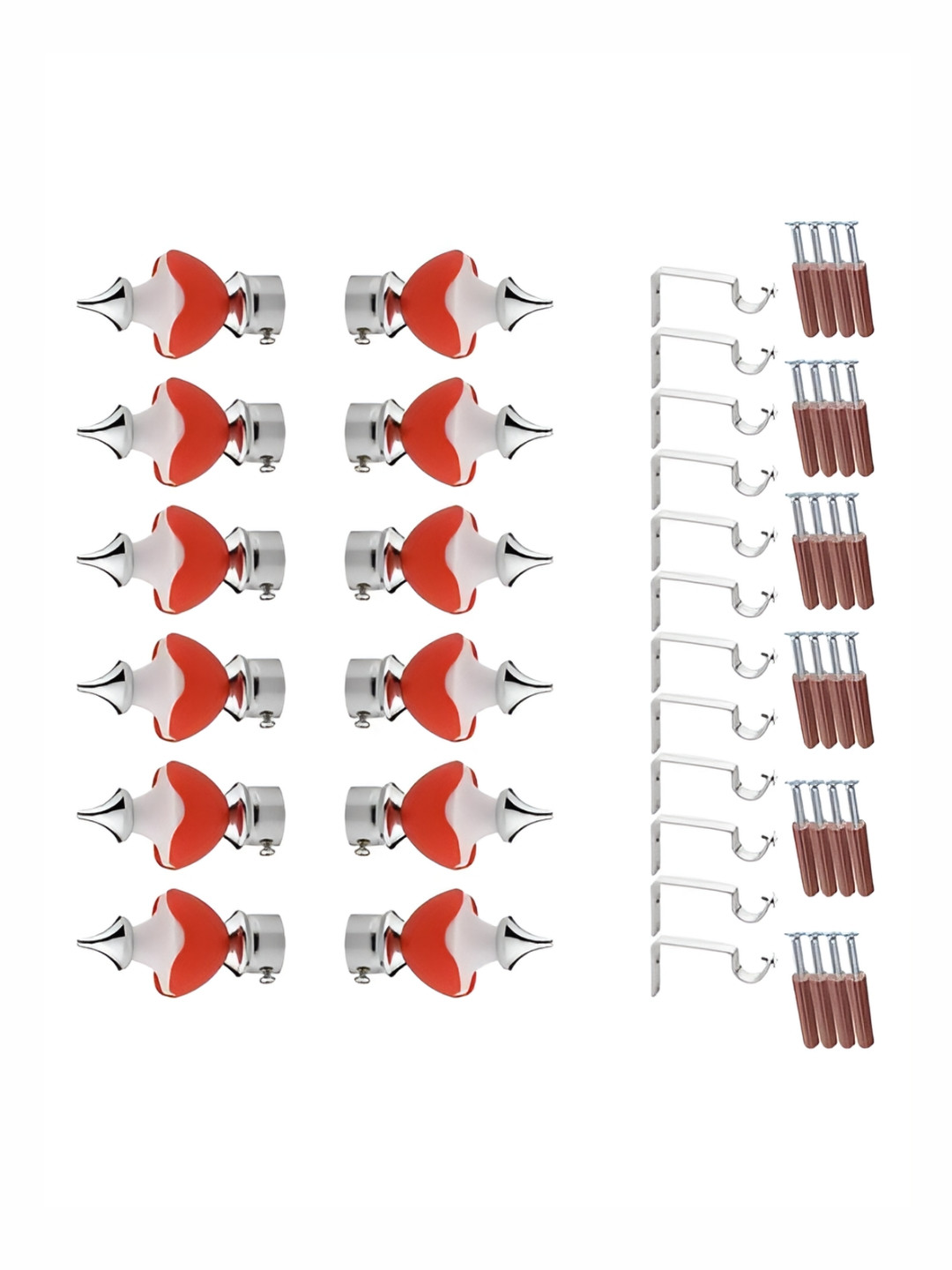 GLOXY Red 24 Pieces Stainless Steel Curtain Rods & Brackets
