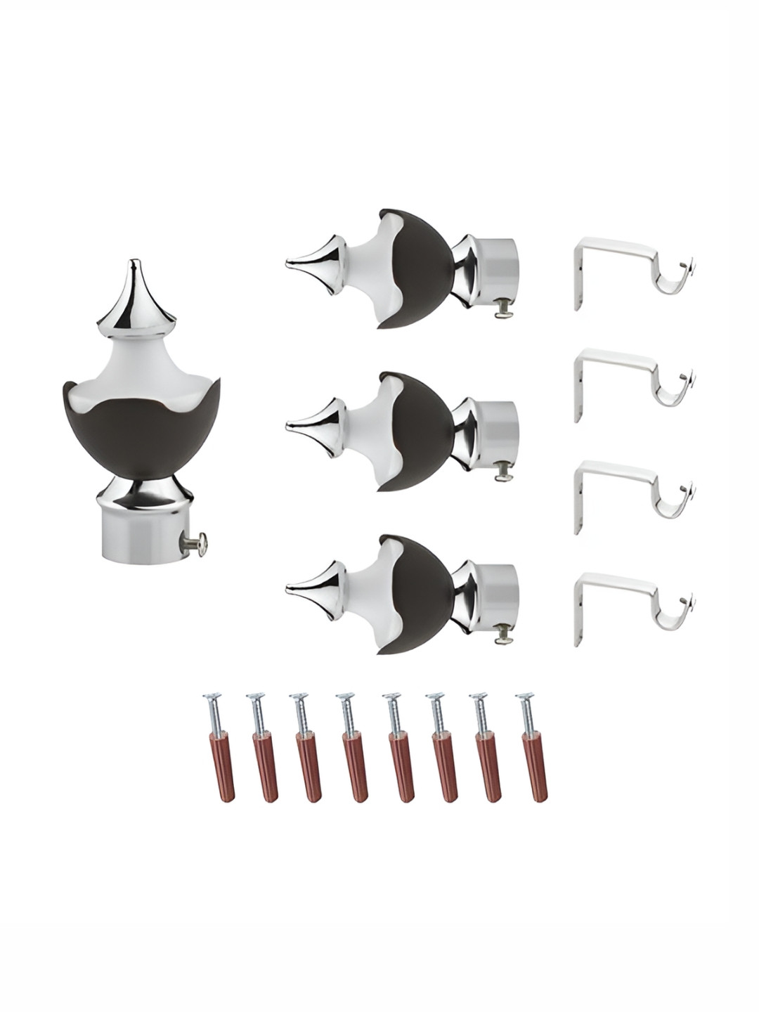 GLOXY 4 Pieces Brown Stainless Steel Curtain Bracket with Support