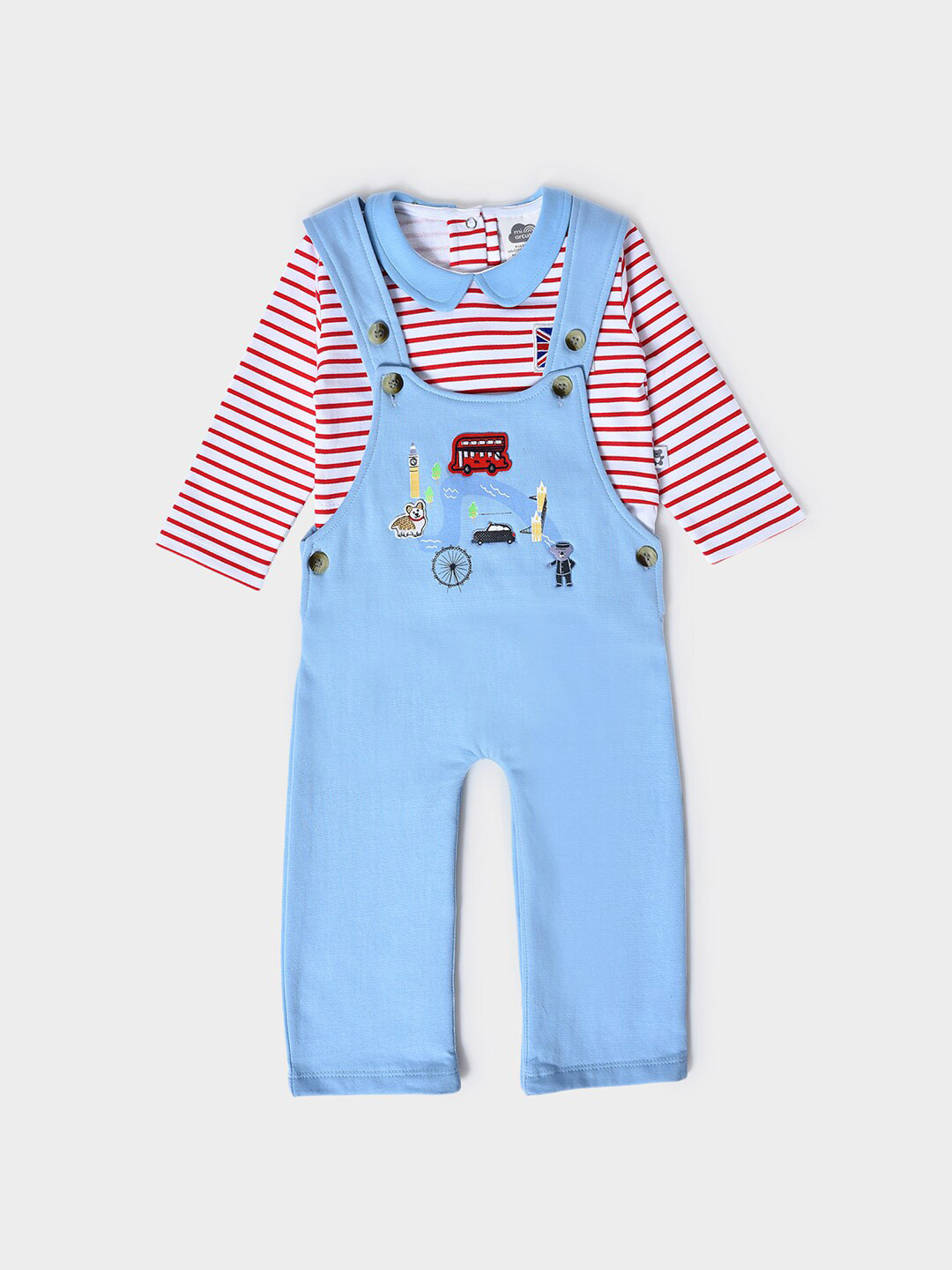 MiArcus Striped Bodysuit with Dungarees