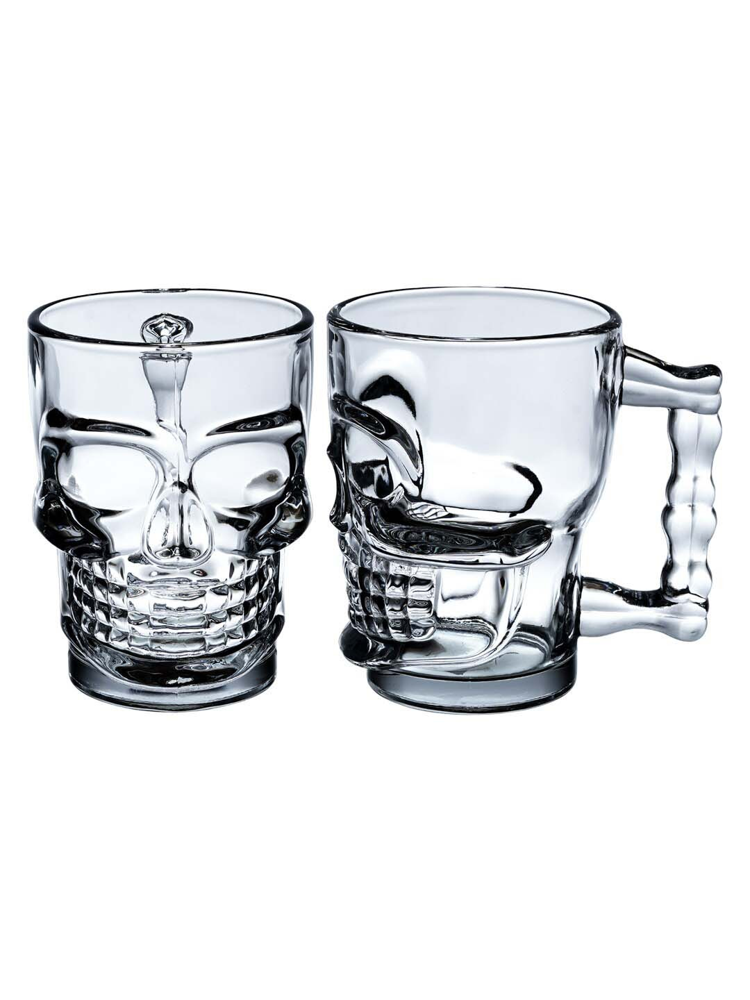 ceradeco 2 Pieces Transparent Skull Shaped Bar and Drinkware 540 ML