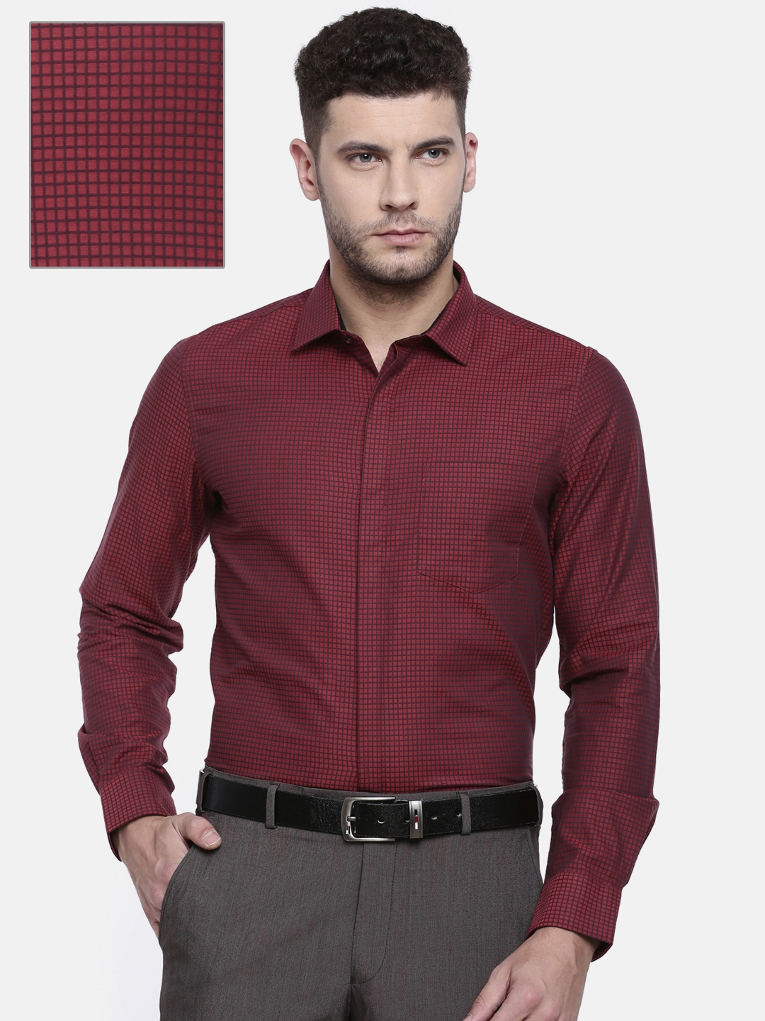 men's red formal shirt