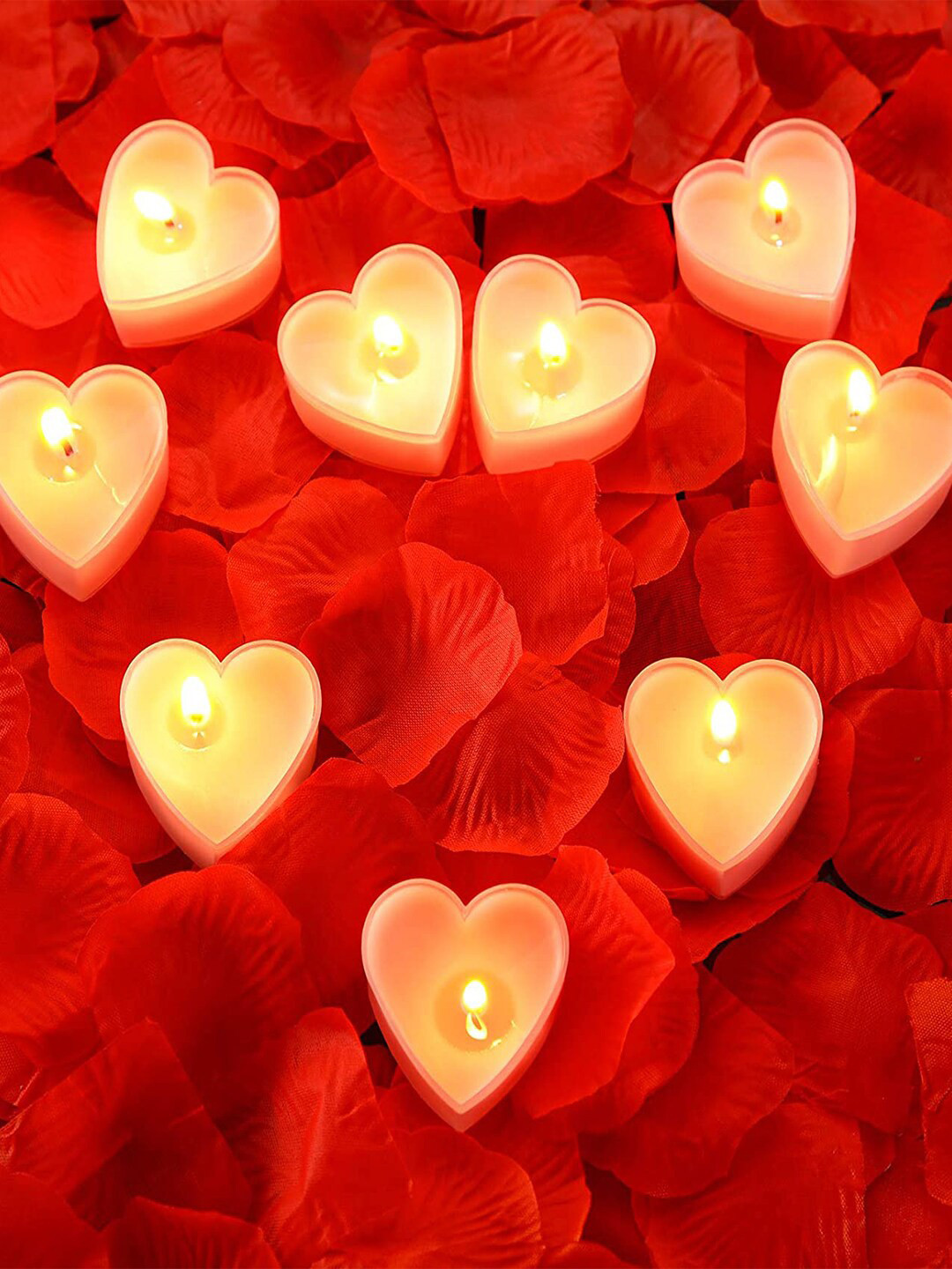 Aromatic Fables Jasmine Serenade 12Pcs 1 Wick Solid Heart Regular Tea Light Candles