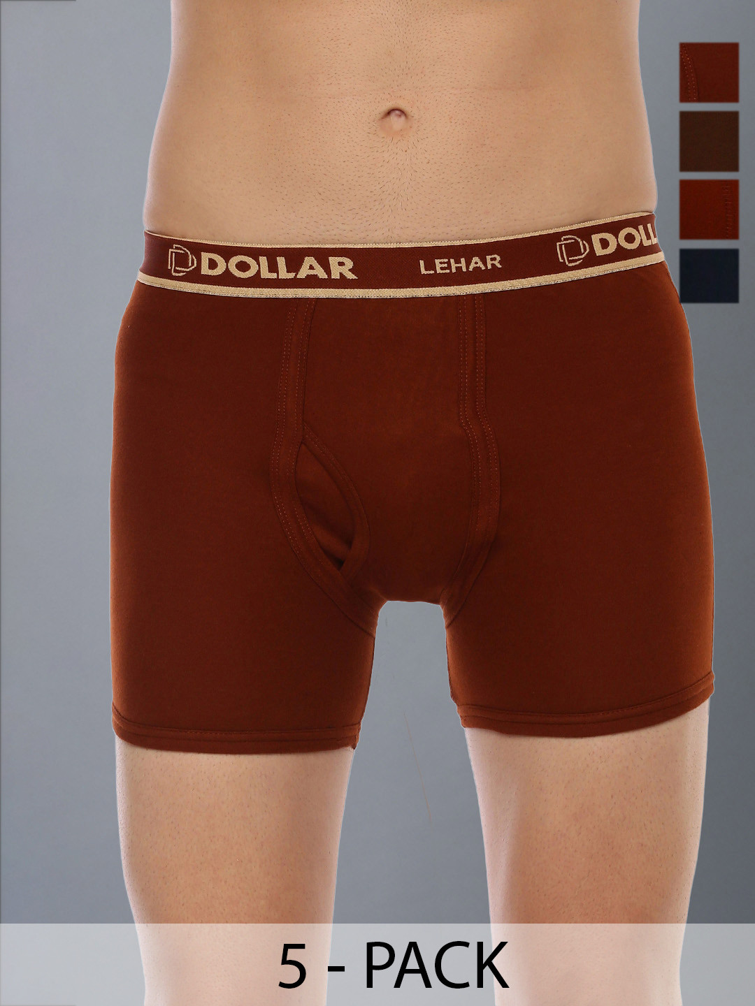 Dollar Lehar Mens Combed Cotton Trunk - Pack of 5 - Assorted