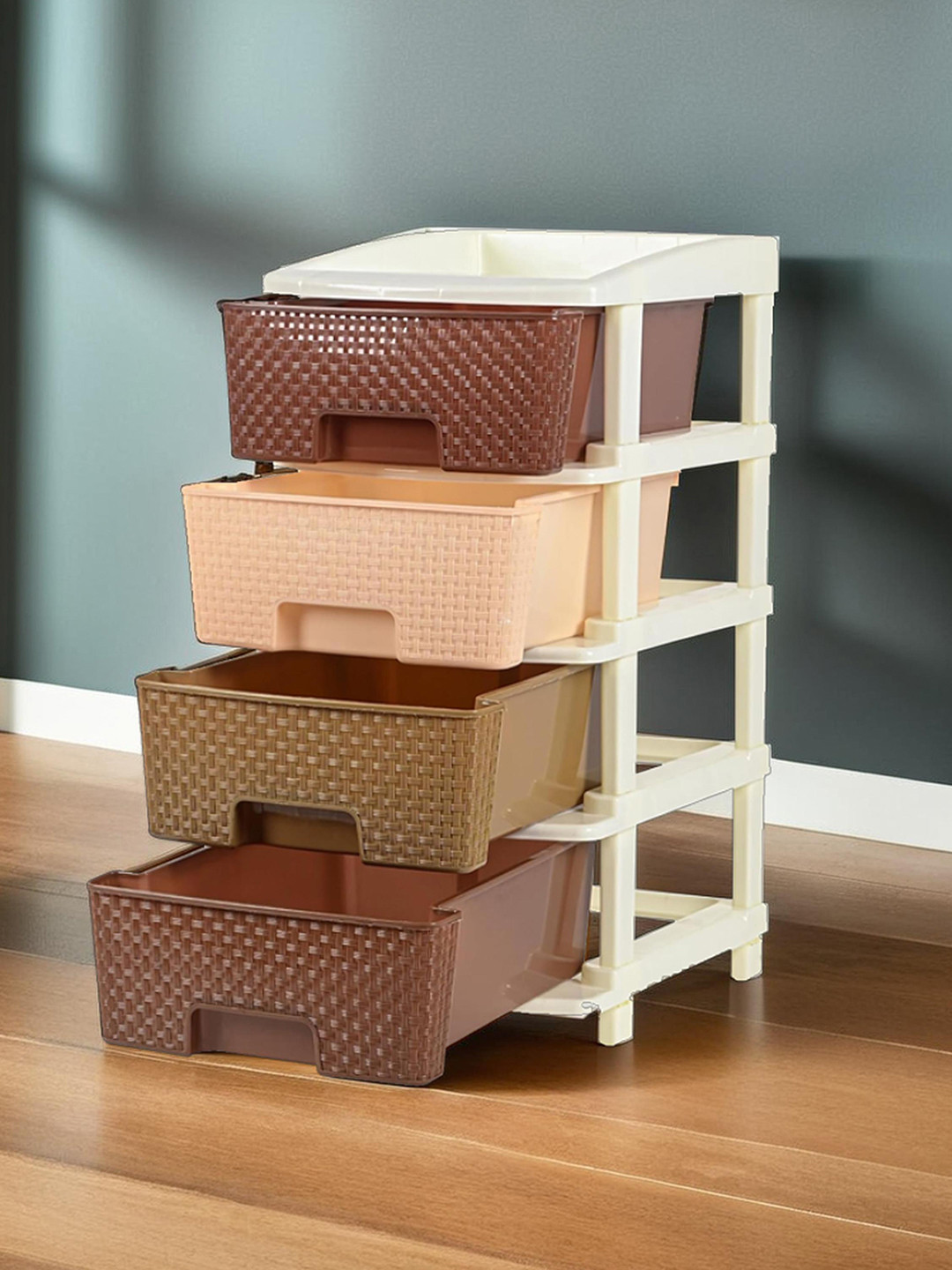 Kuber Industries BrownRegular Drawers Boxes Rack Organisers