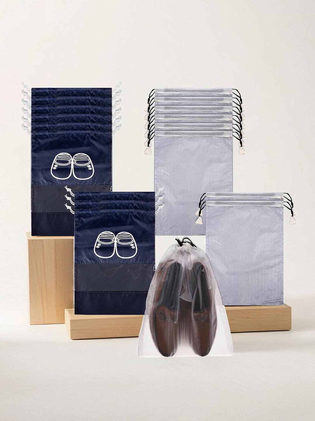 Kuber Industries Set Of 18 Printed Waterproof Breathable Shoe Bags