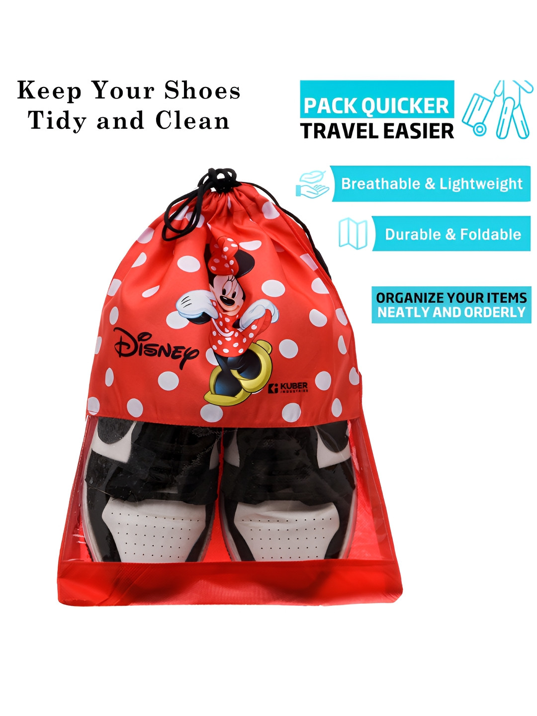 Kuber Industries Set of 18 Minnie Mouse Printed Shoe Bag