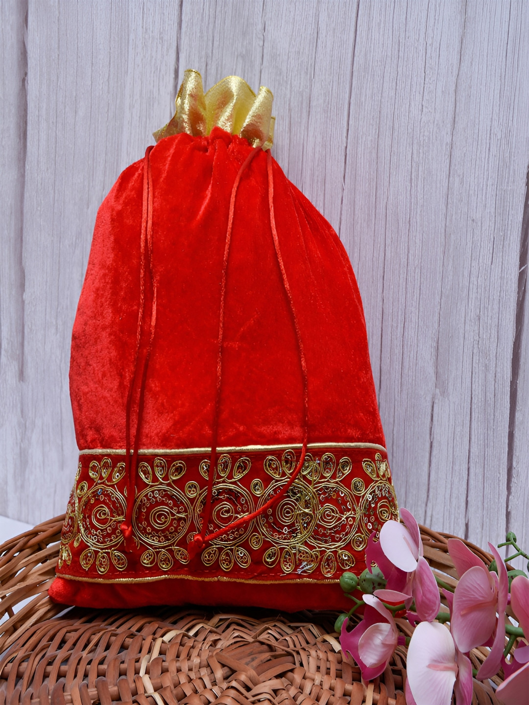 Kuber Industries Set of 8 Velvet Baby Shower Potli