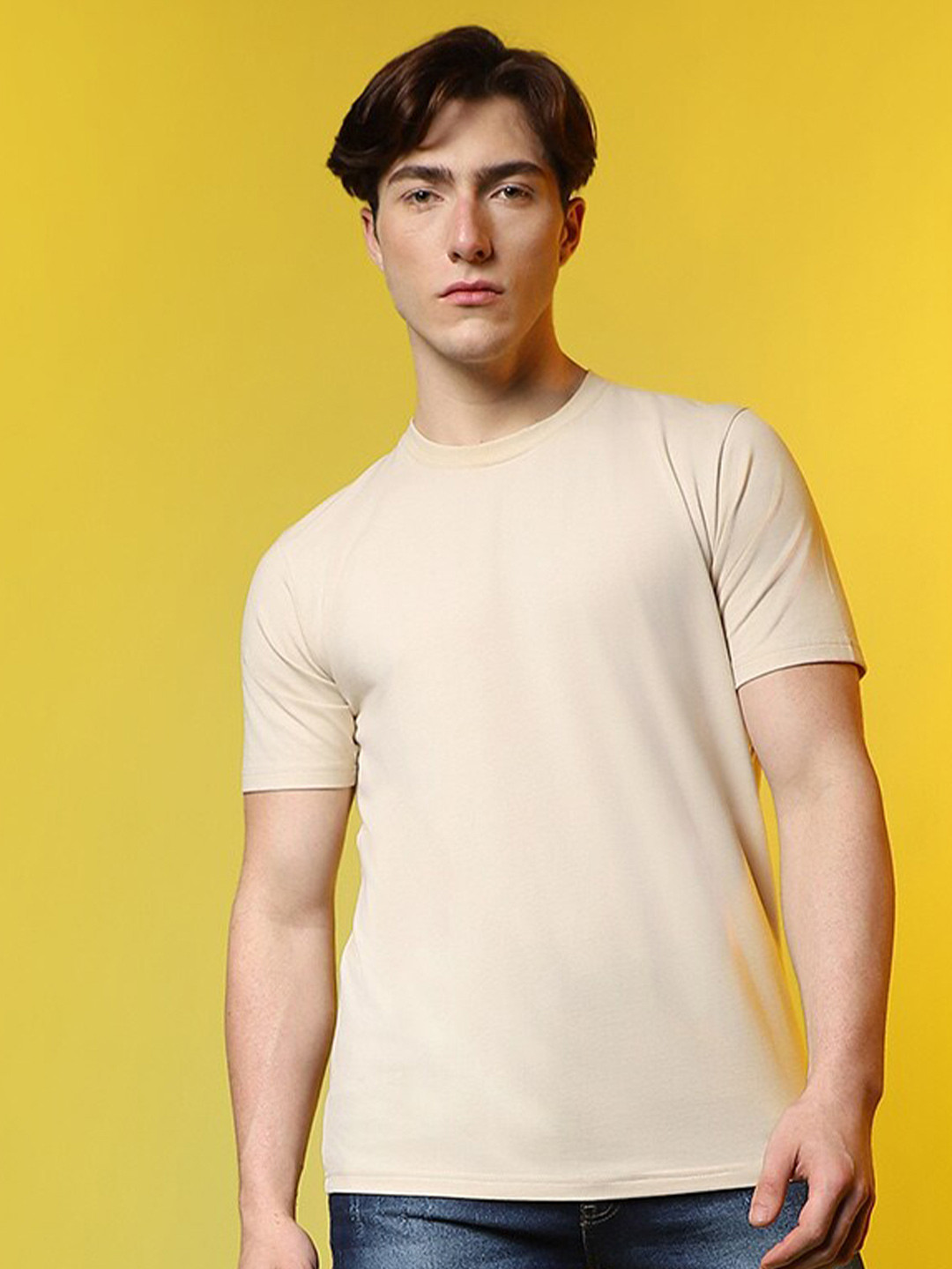 Campus Sutra Regular Fit Cotton Basic T-Shirt