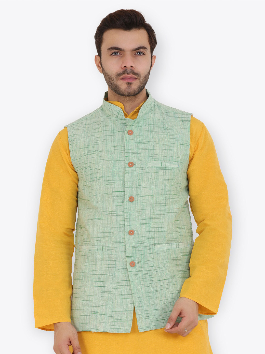 Latest Chikan Garments Self Design Mandarin Collar Nehru Jacket