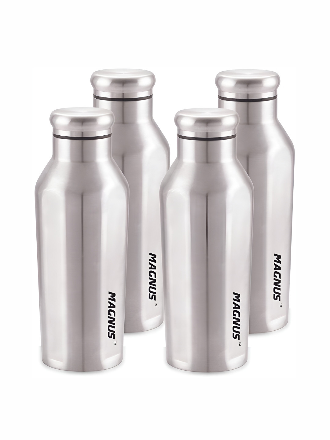 MAGNUS Sporty Silver Solid Stainless Steel Single Wall Vacuum 4 Piece Water Bottle - 550ml