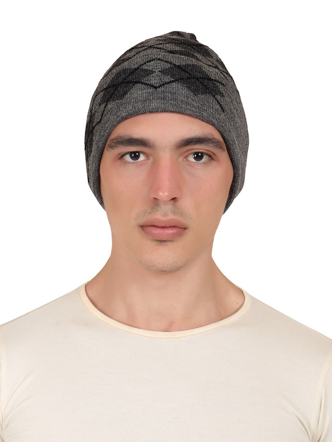 Model Men Self Design Acrylic Beanie