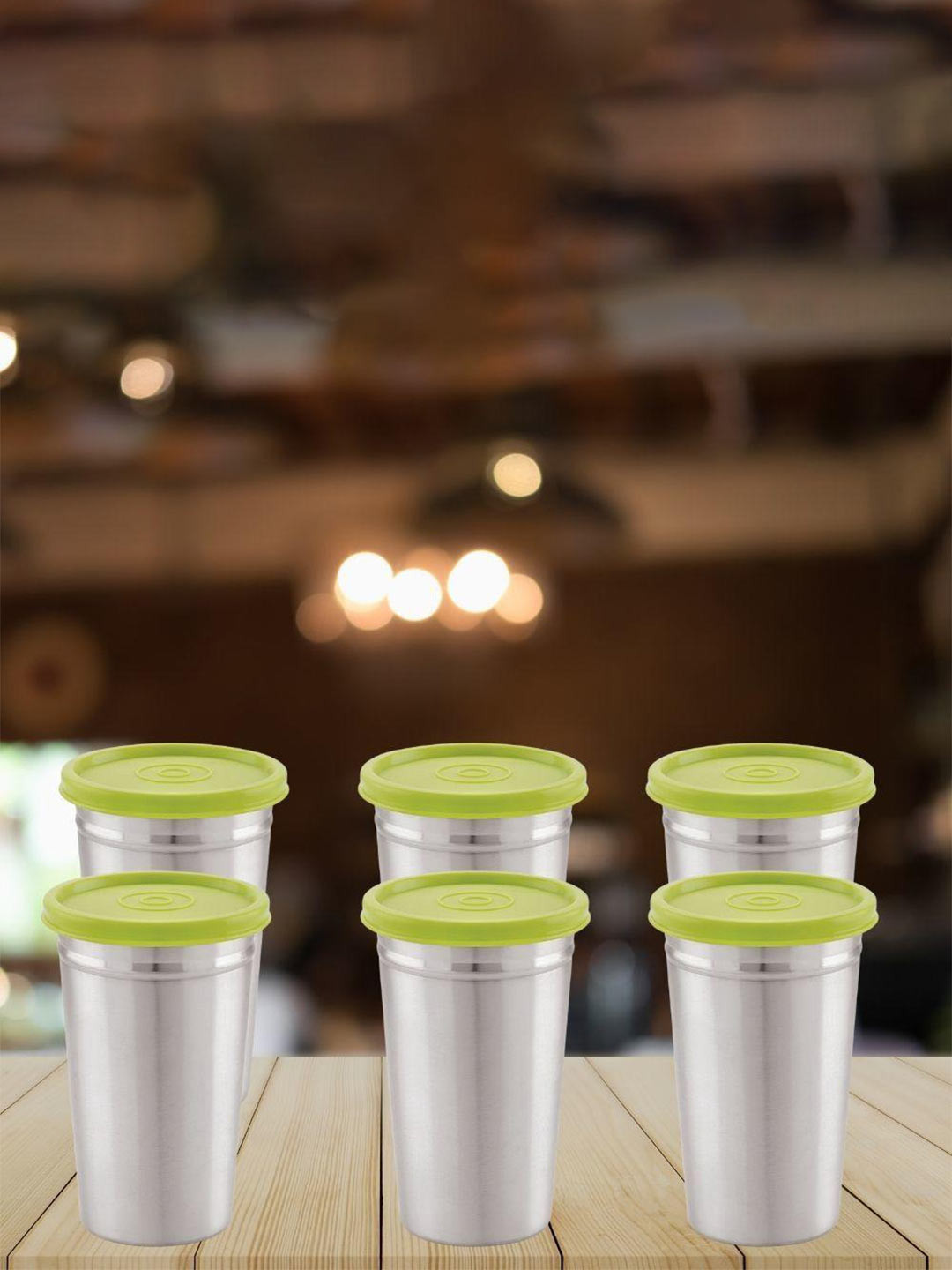 MAGNUS Silver Toned 6 Pieces Airtight & Leakproof Stainless Steel Tumblers 350 ML Each