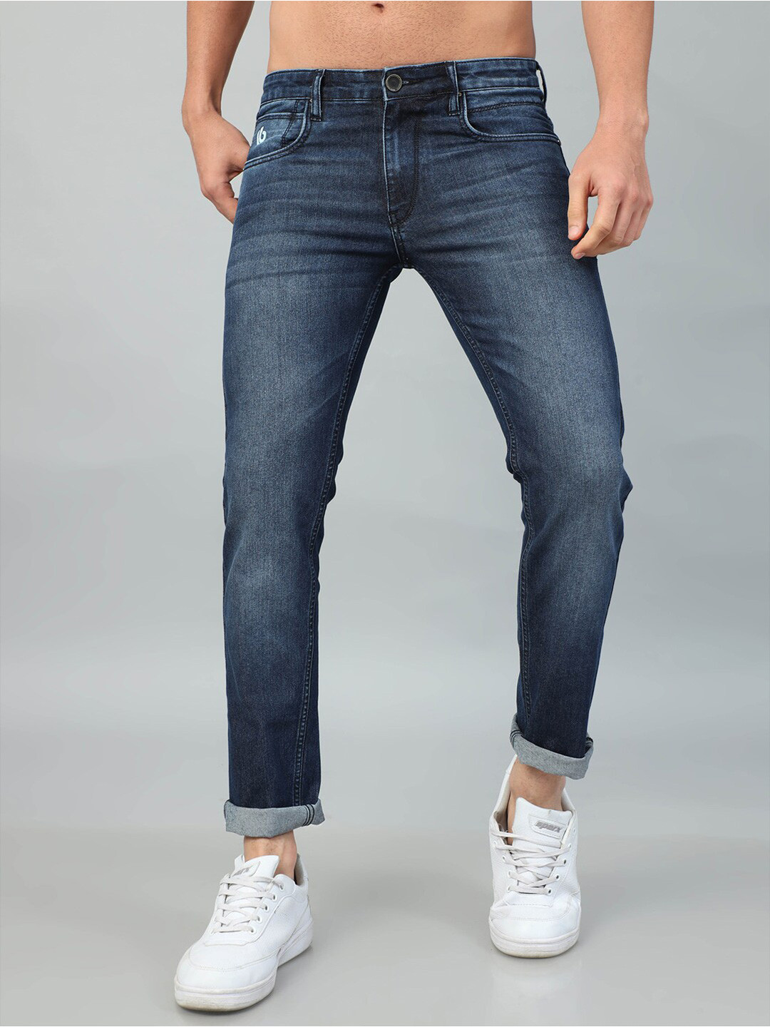 Bushirt Men Slim Fit Heavy Fade Clean Look Whiskers & Chevrons Stretchable Jeans