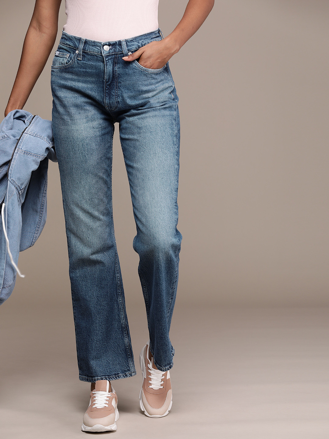 Calvin Klein Jeans Women Bootcut High-Rise Heavy Fade Stretchable Jeans