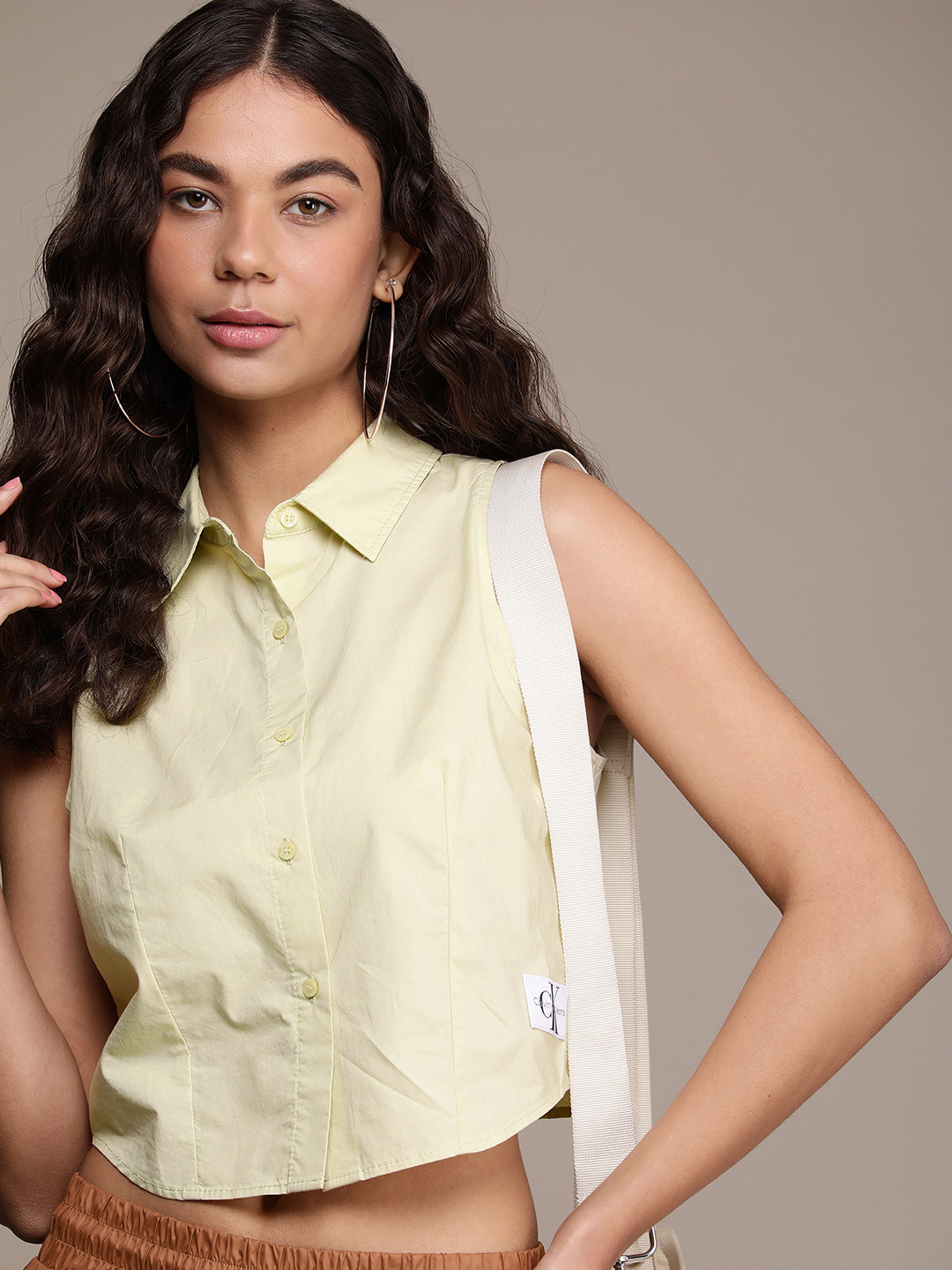 Calvin Klein Jeans Women Pure Cotton Crop Casual Shirt