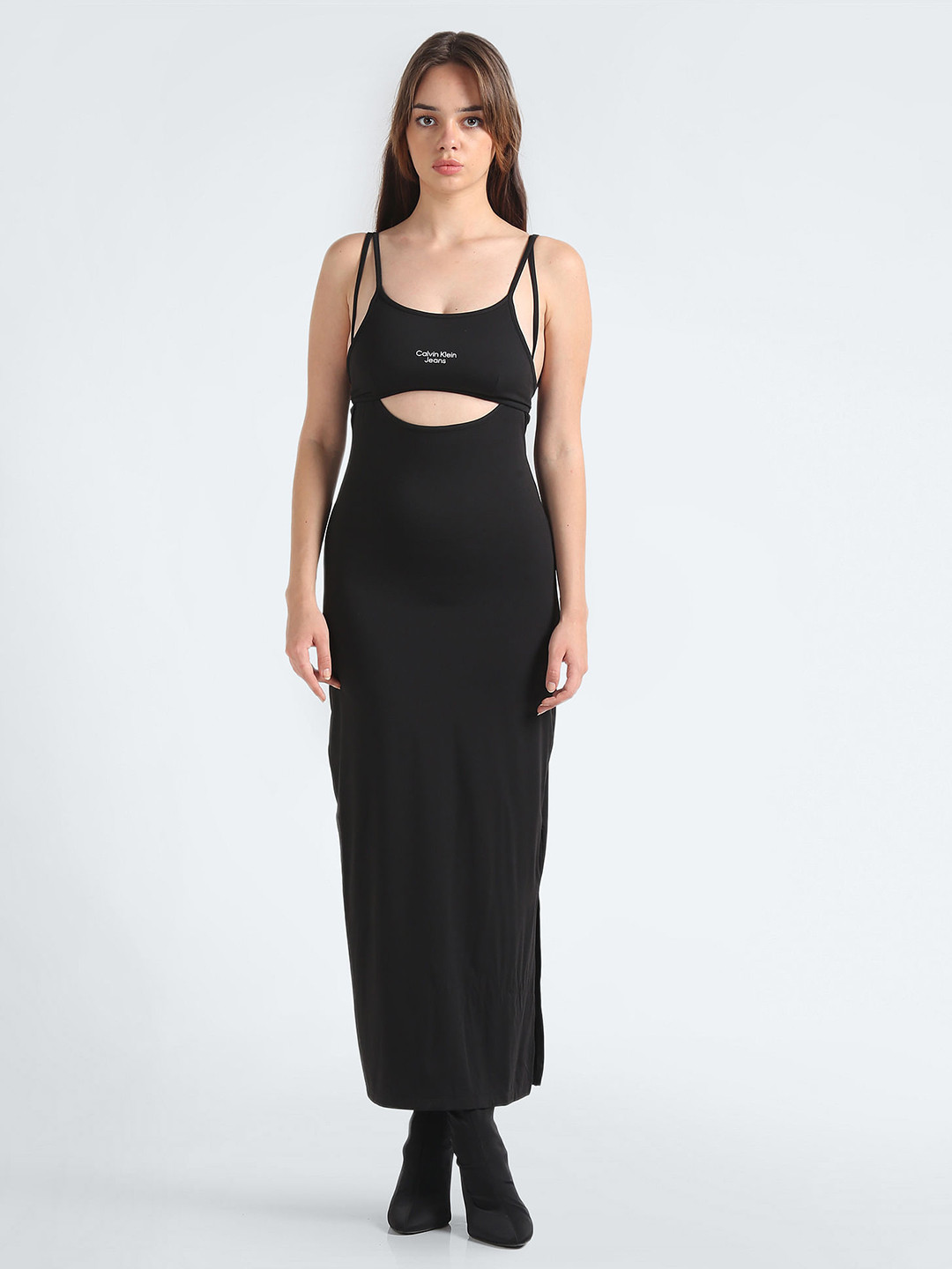 Calvin Klein Jeans Wrap Style Detail Long Sleeves Sheath Dress