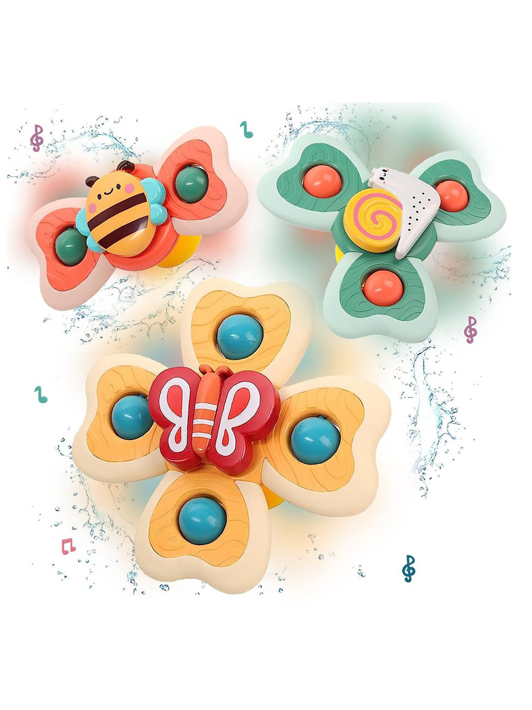 OPINA Kids 3 Pcs Spinner Bath Toys