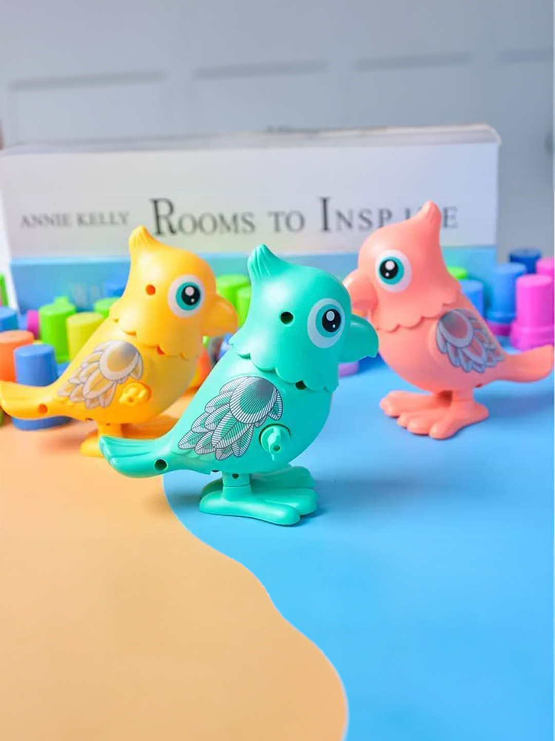 OPINA Infants 3 Pcs BPA Free Key Wind Up Bird Toys