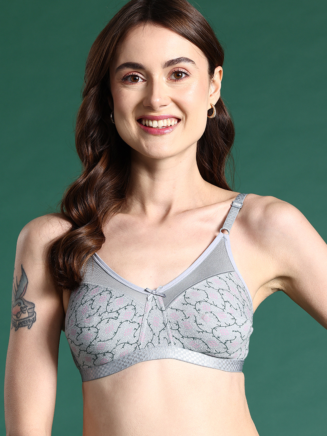 DressBerry Abstract Printed Bra - Full Coverage 1228-Grey