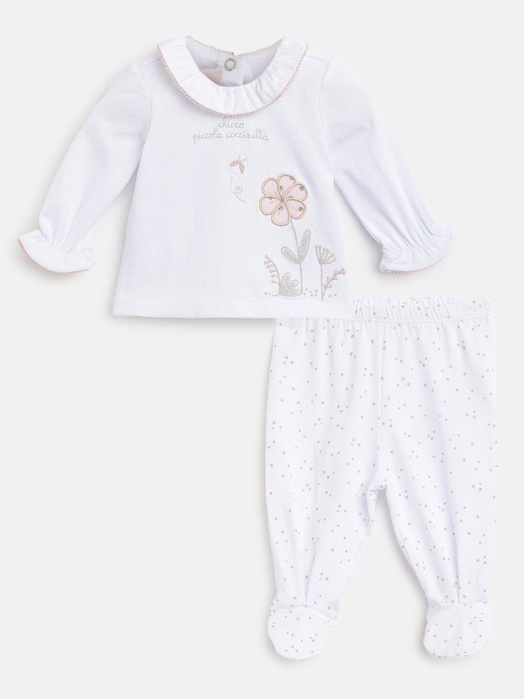 Chicco Infant Girls Floral Embroidered Top & Leggings