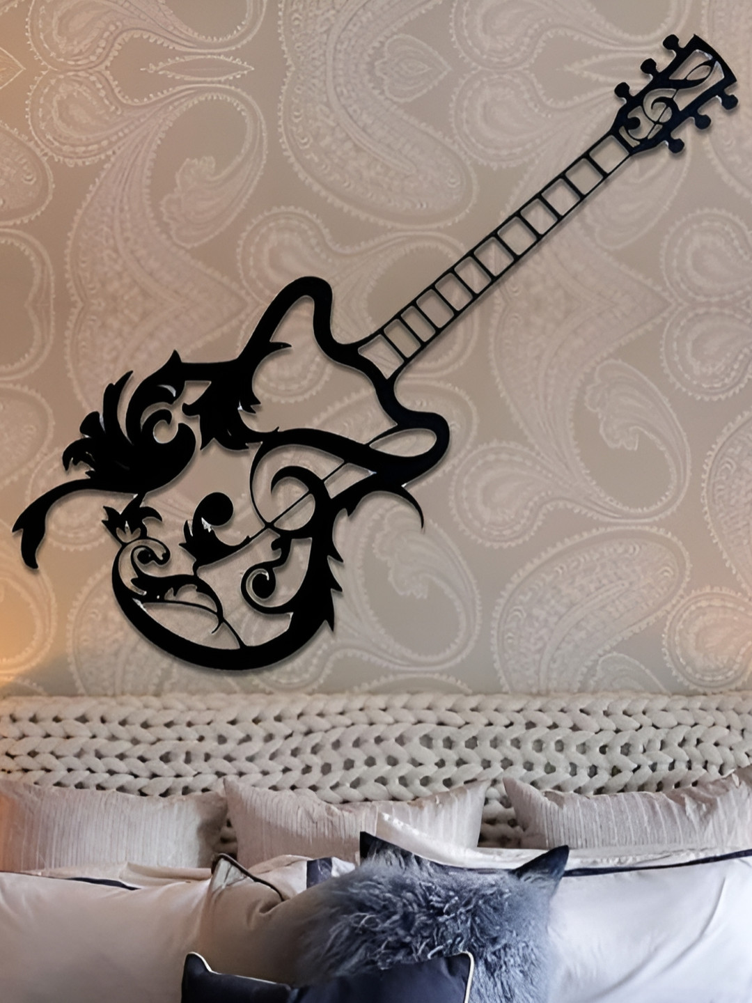 WALLCENTRE Solo Guitar Wall Art Metal Matte Hanging Hall Abstract Wall Decor-47.6In