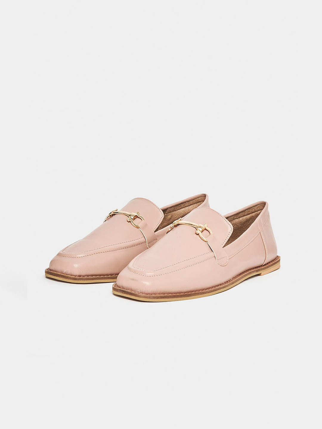 Styli Buckle Detail Round Toe Formal Horsebit Moccasins