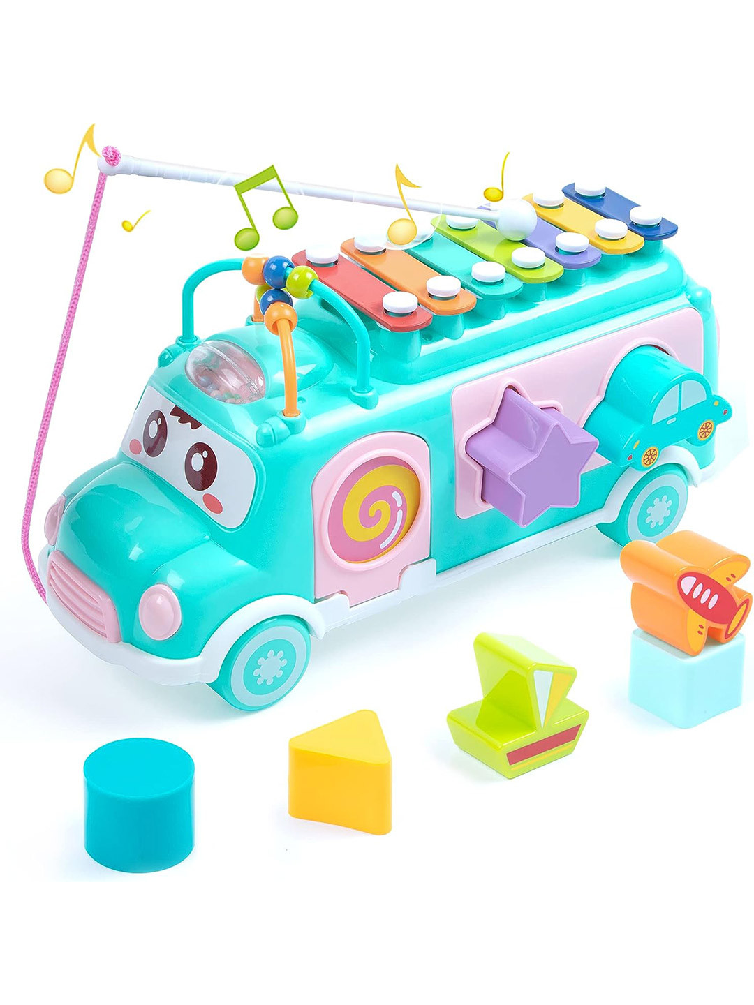 OPINA Kids Xylophone Musical School Bus Toy