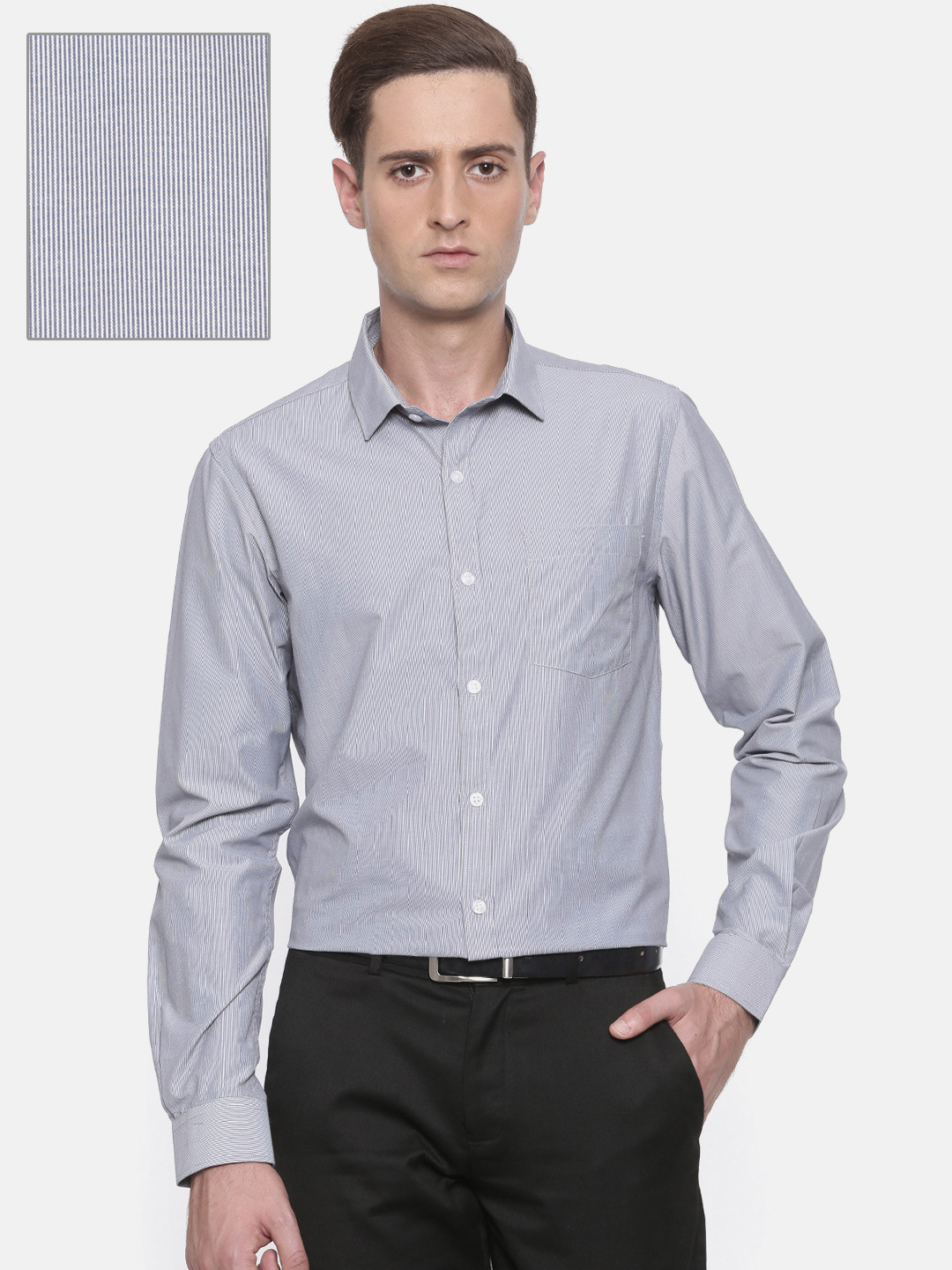 black and white striped formal shirt