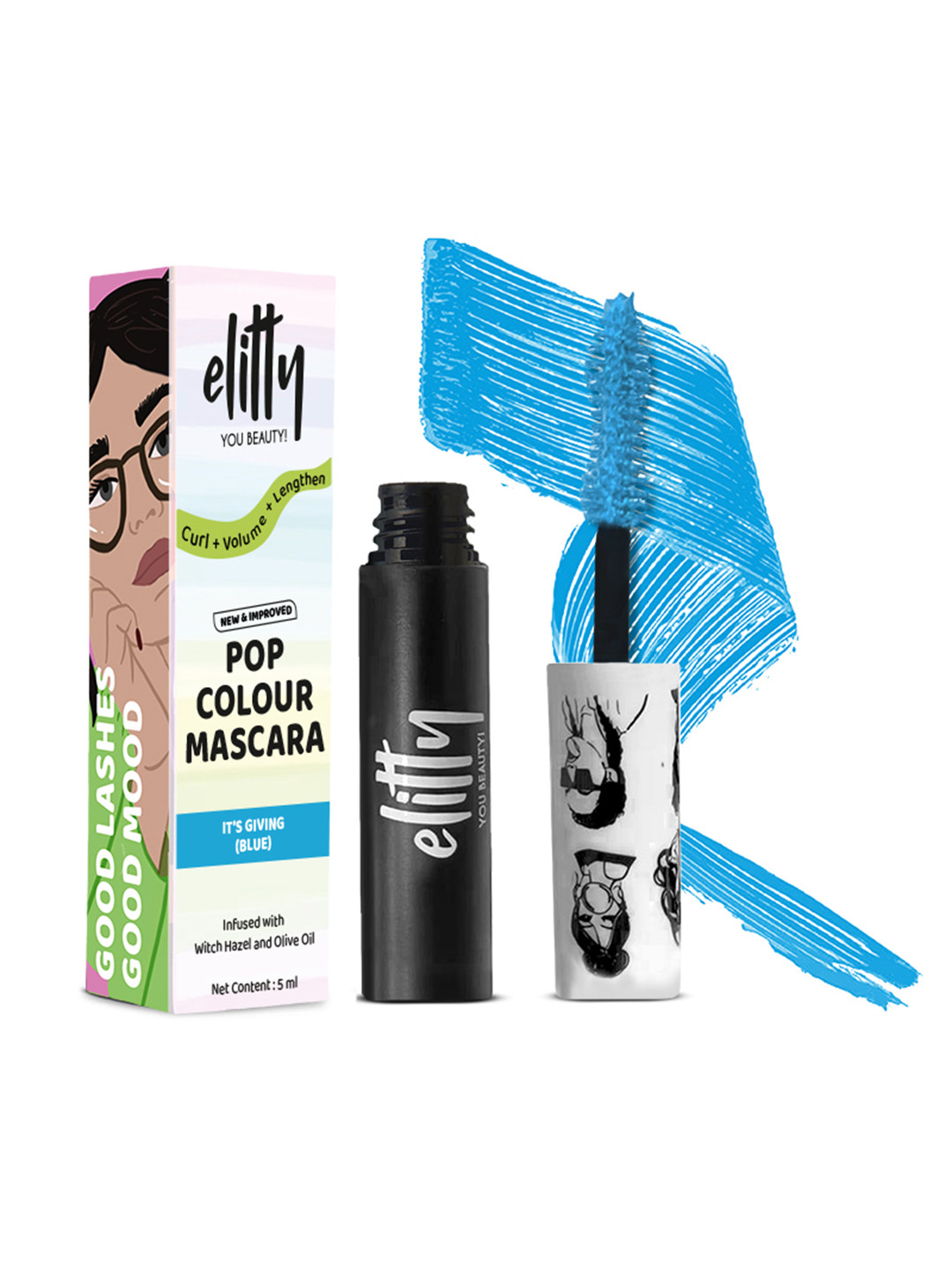 Elitty Pop Lush Lashes Waterproof Long Lasting Matte Mascara - Blue - It's Giving