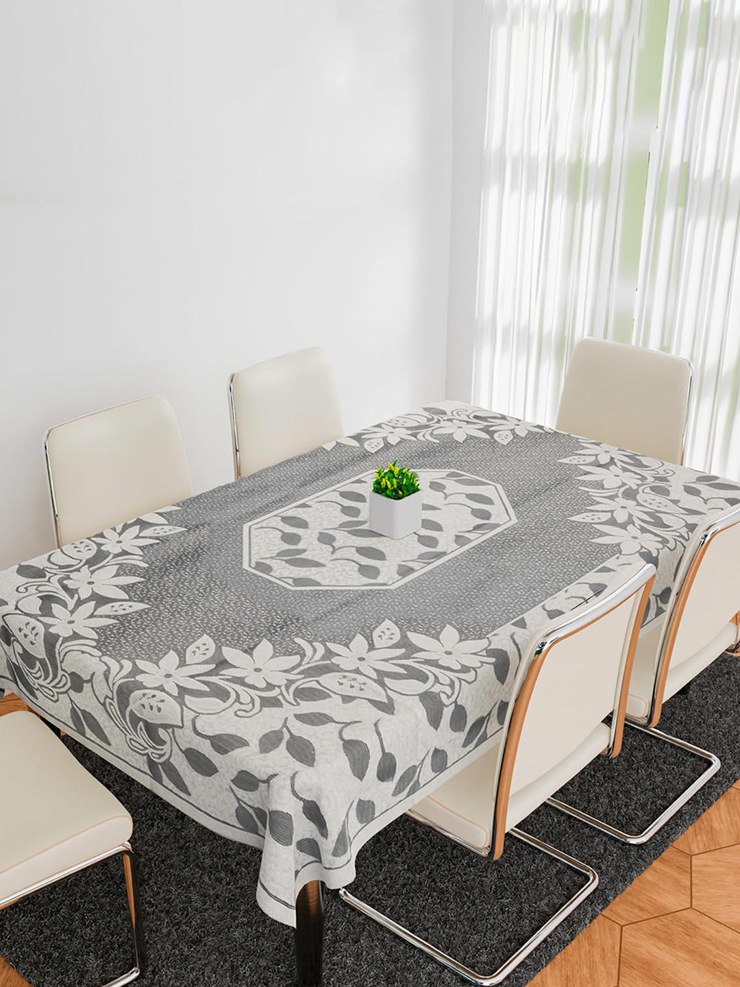 Kuber Industries Cream-Coloured 6 Seater Dining Table Cover