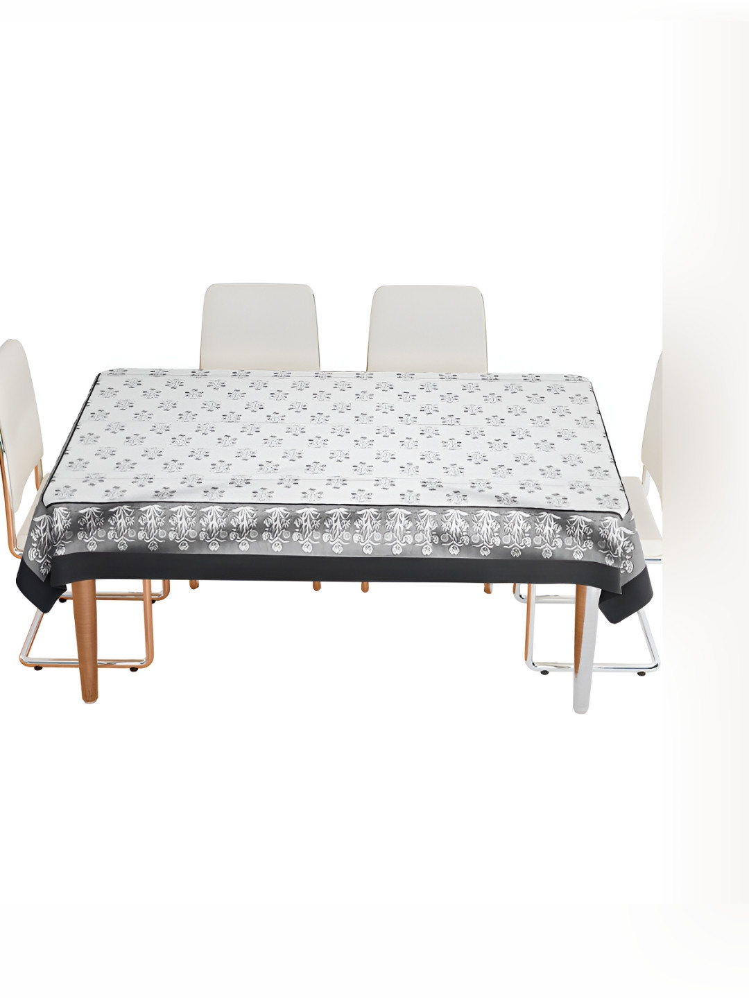 Kuber Industries Grey & White Grey & White 2.28 m x 1.52 m Cotton Table Cover