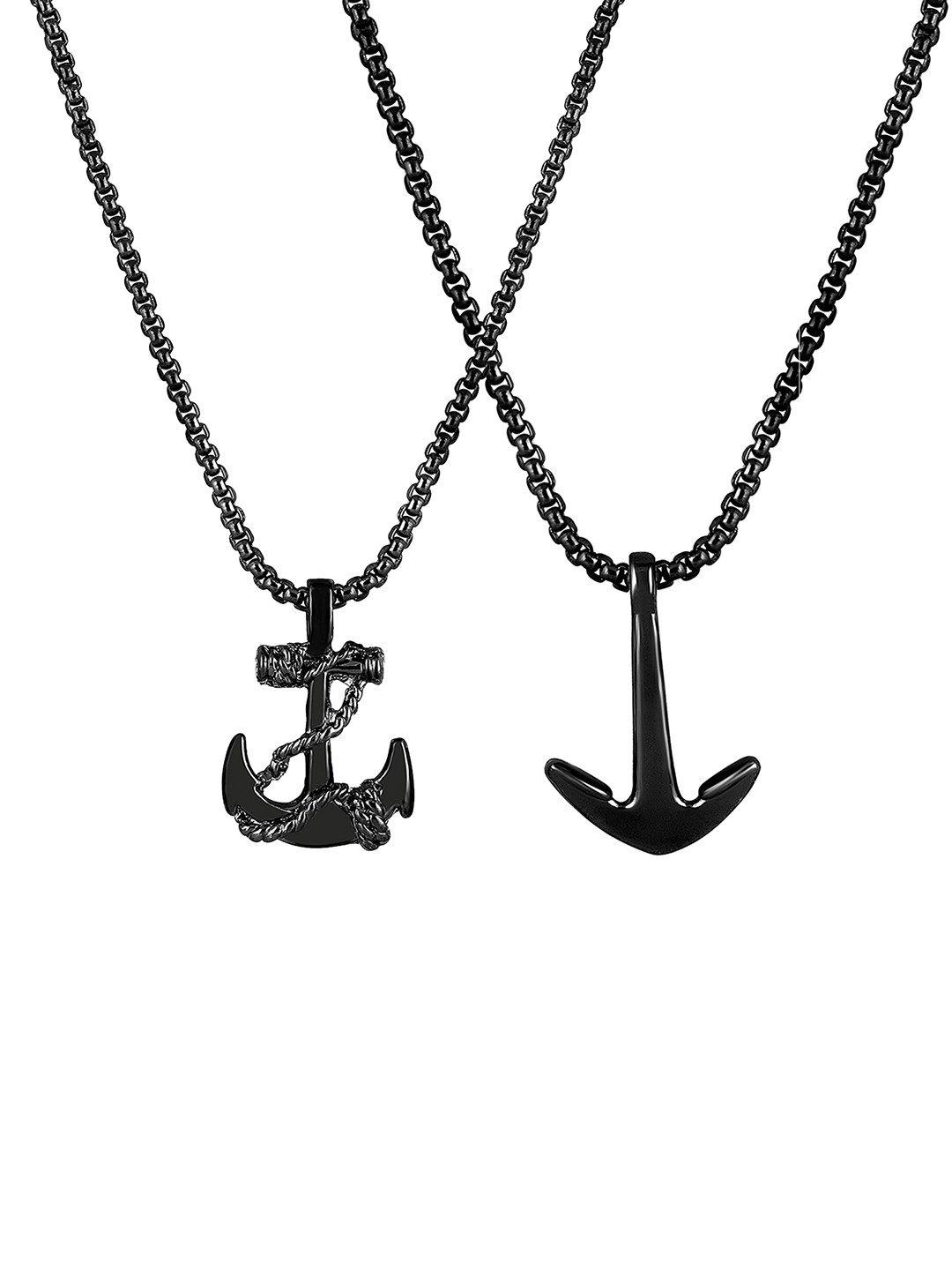 Mahi Set Of 2 Gun Metal-Plated Pendant With Chain