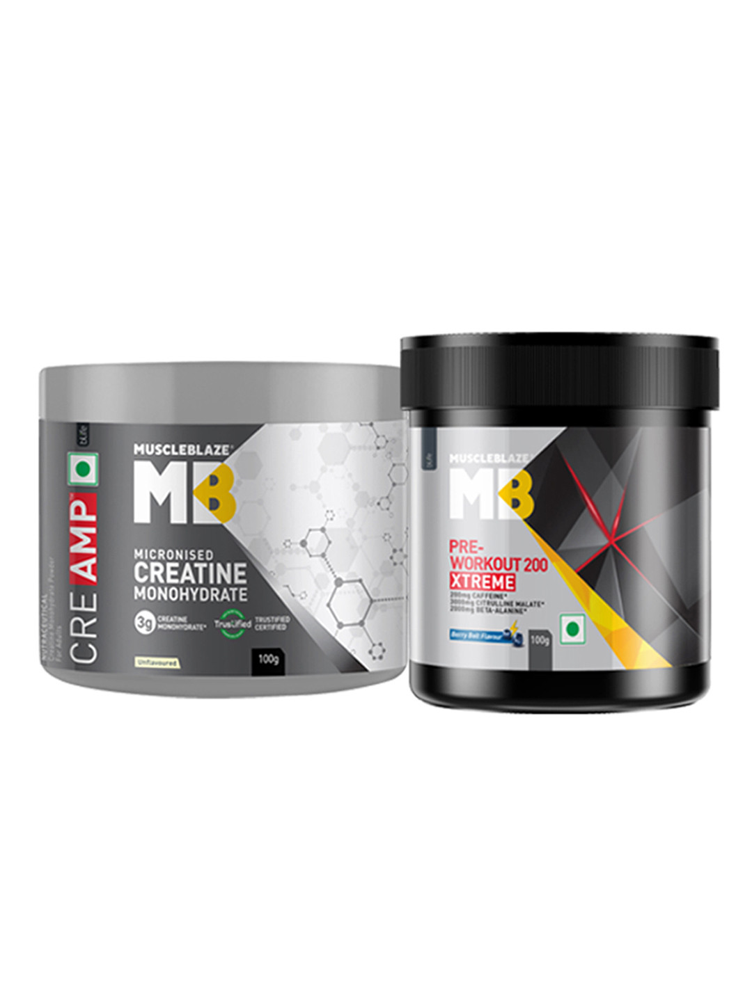 MuscleBlaze Set Of 2 Pre Workout 200 Xtreme-100gms & Creatine Monohydrate-100gms