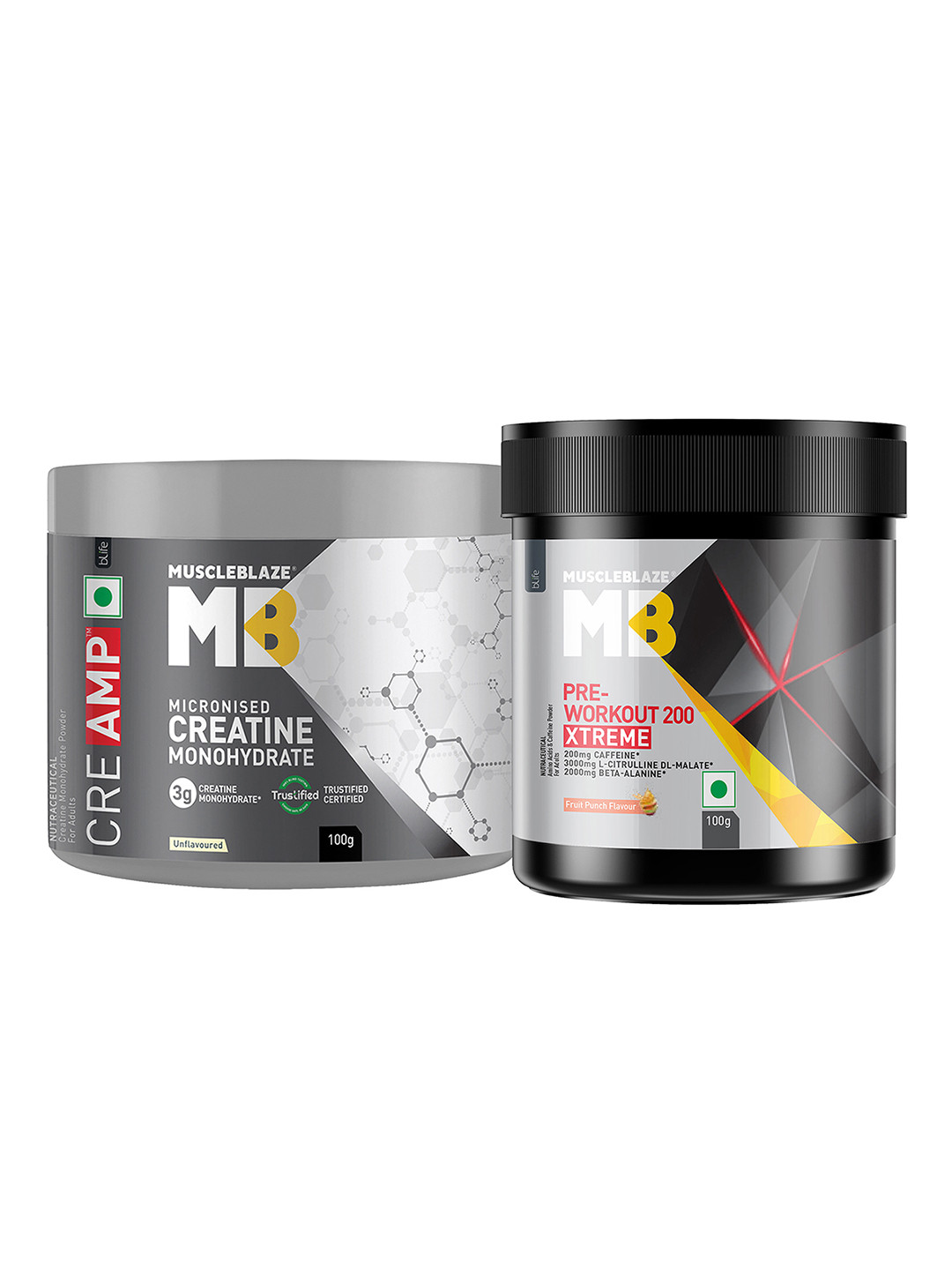 MuscleBlaze Set Of 2 Pre Workout 200 Xtreme-100gms & Creatine Monohydrate-100gms