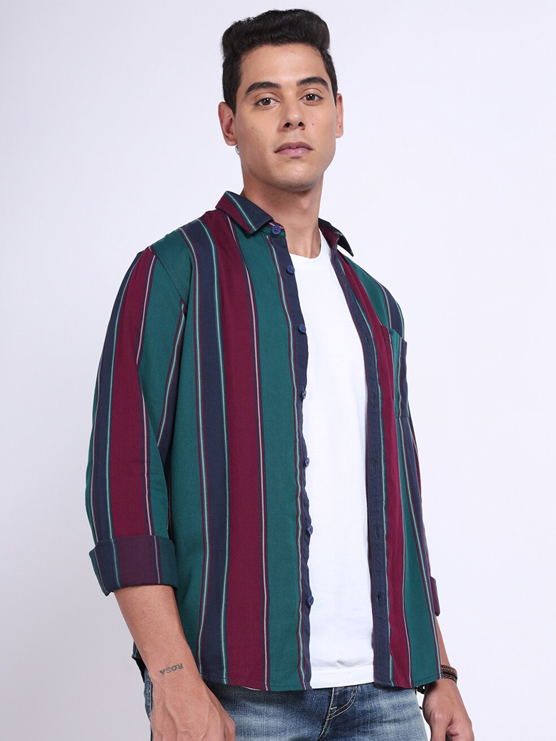 Lee Striped Printed Cotton Casual Shirt