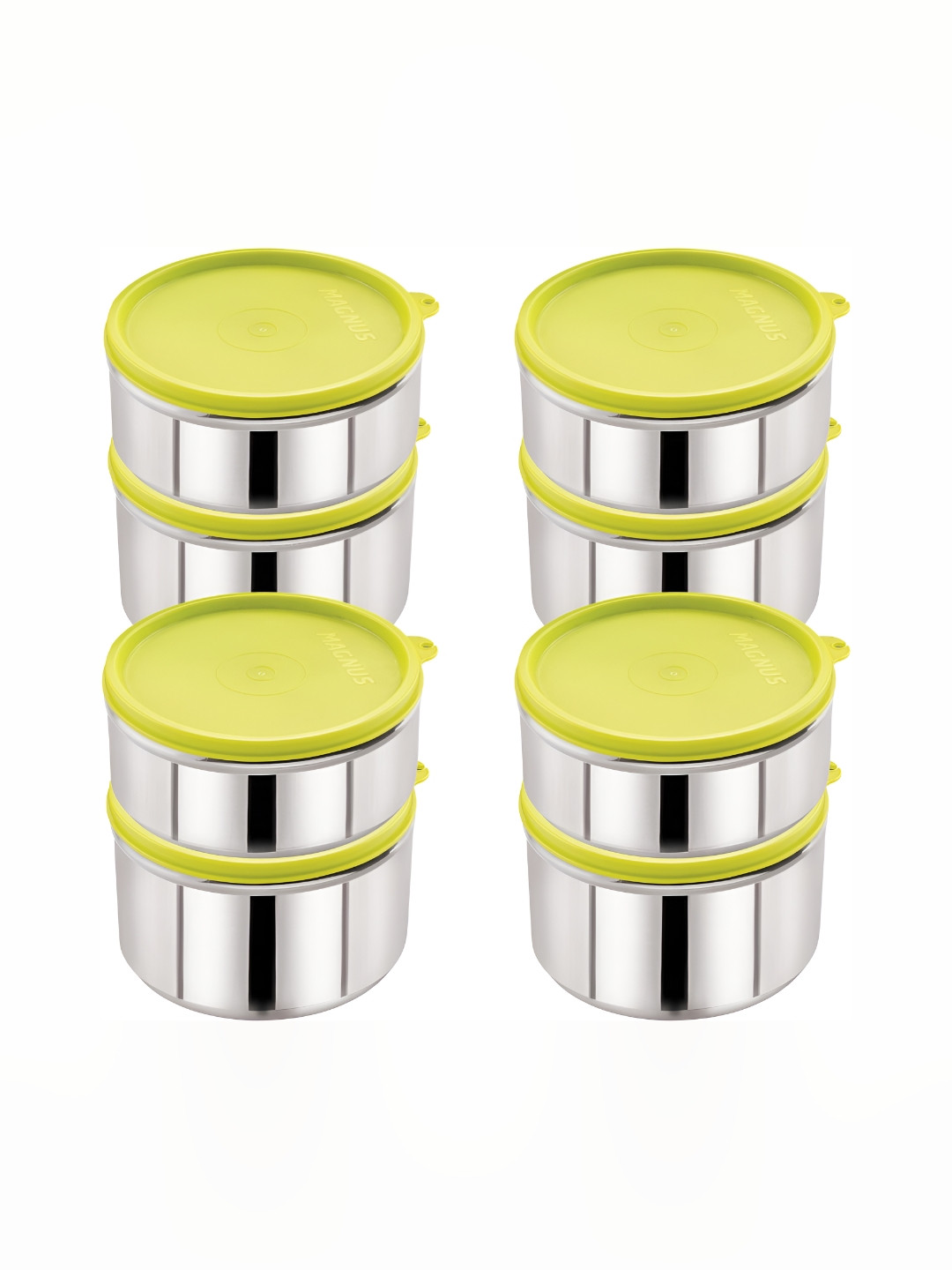 Magnus Easy Lock Green Stainless Steel Dishwasher Safe 8 Piece Flip Top Graduated Container