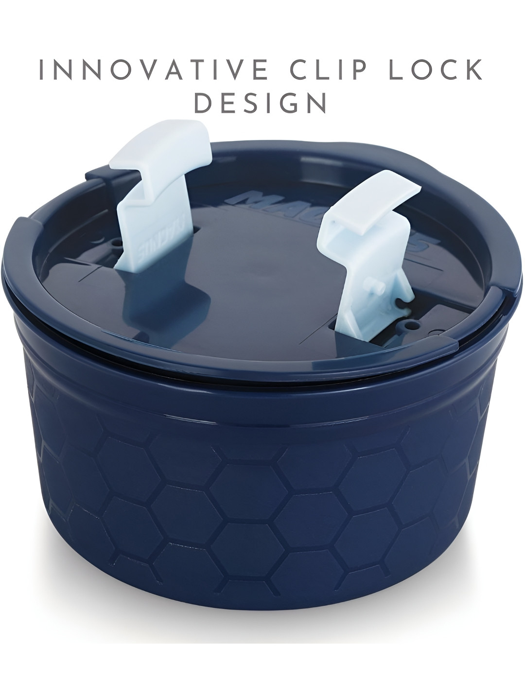 Magnus Navy Blue Stainless Steel Dishwasher Safe Clip-On Graduated Container-900ml