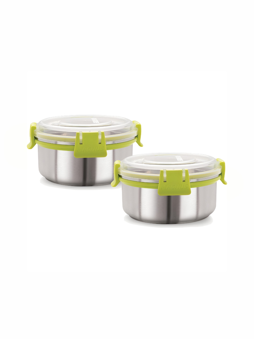 MAGNUS Green 2 Pieces Stainless Steel Leakproof Food Containers With Lids 450 ML Each