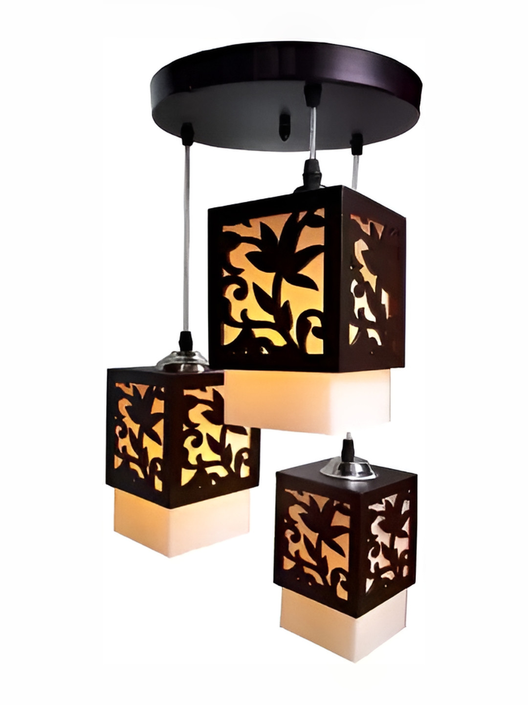 Areezo Brown & White Textured Rectangle Ceiling Lamp