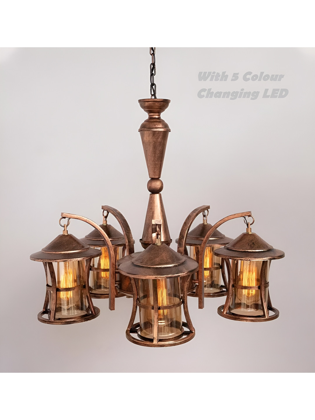 Areezo Gold Toned Textured Abstract Shaped Ceiling Lamp