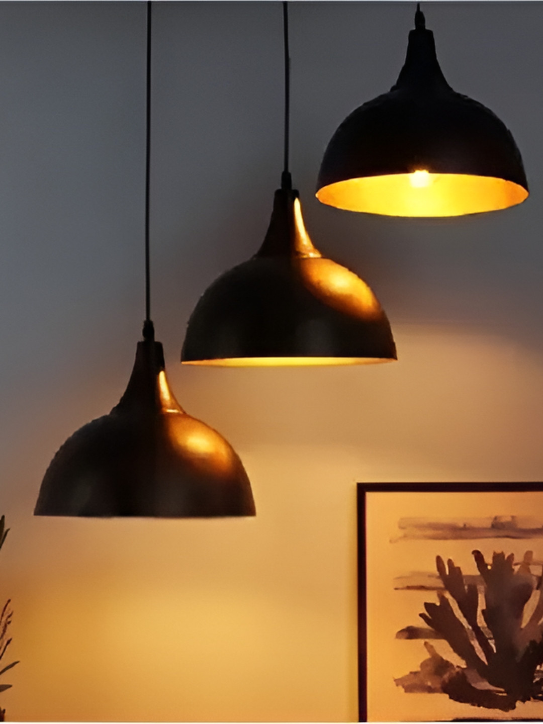 Areezo Black 3 Pieces Aluminium Semi-sphere Ceiling Lamps