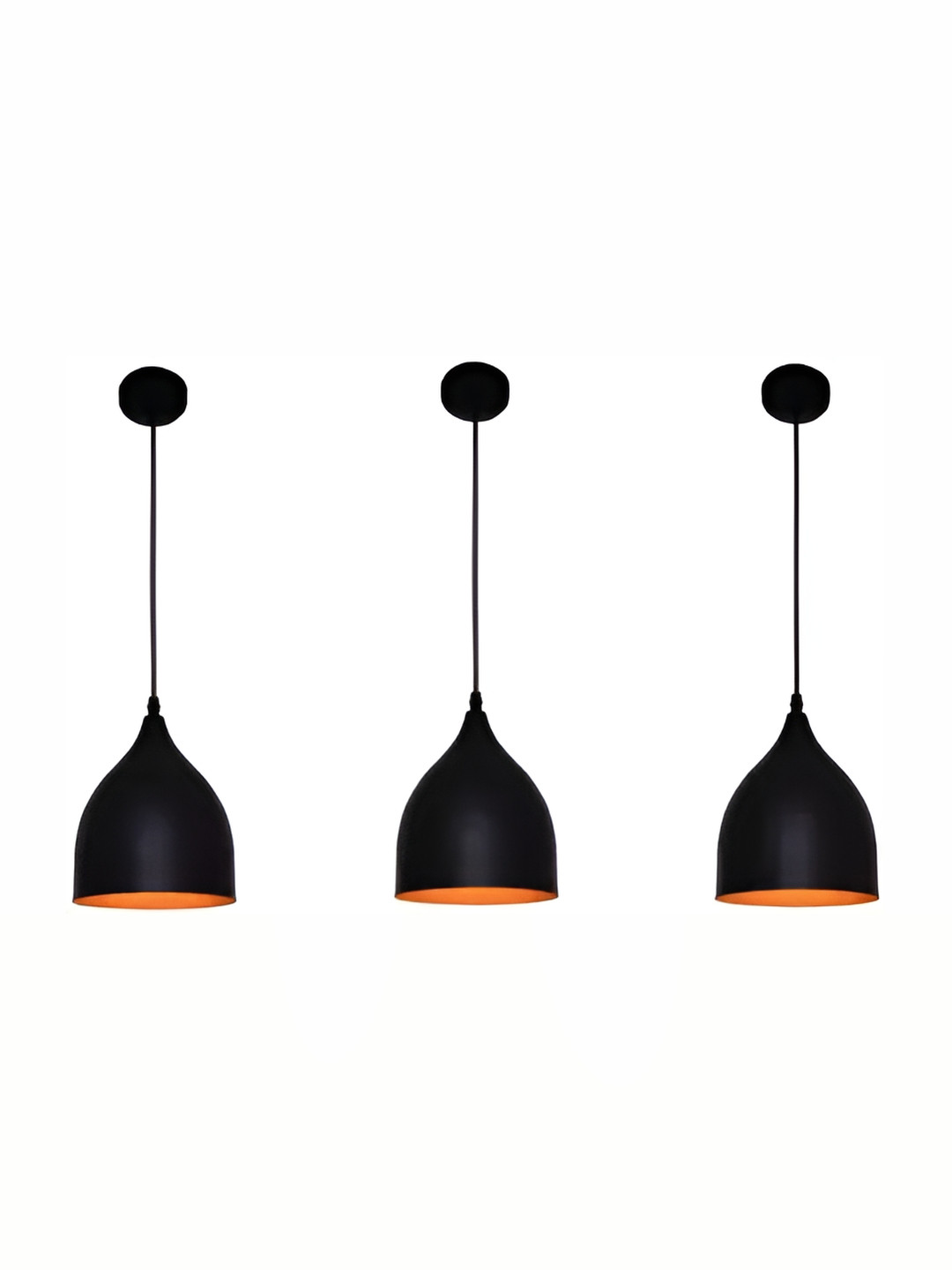 Areezo Black & Orange 3 Pieces Bell Aluminium Ceiling Lamps