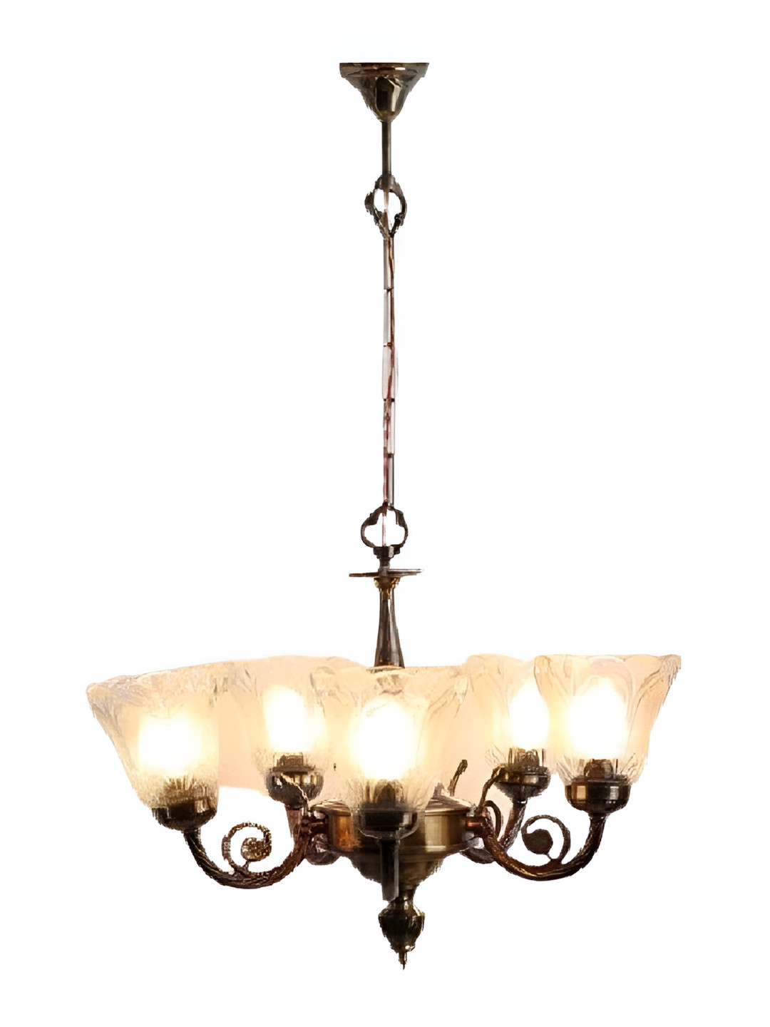 Areezo Brown & White Textured Bell Glass Ceiling Lamp
