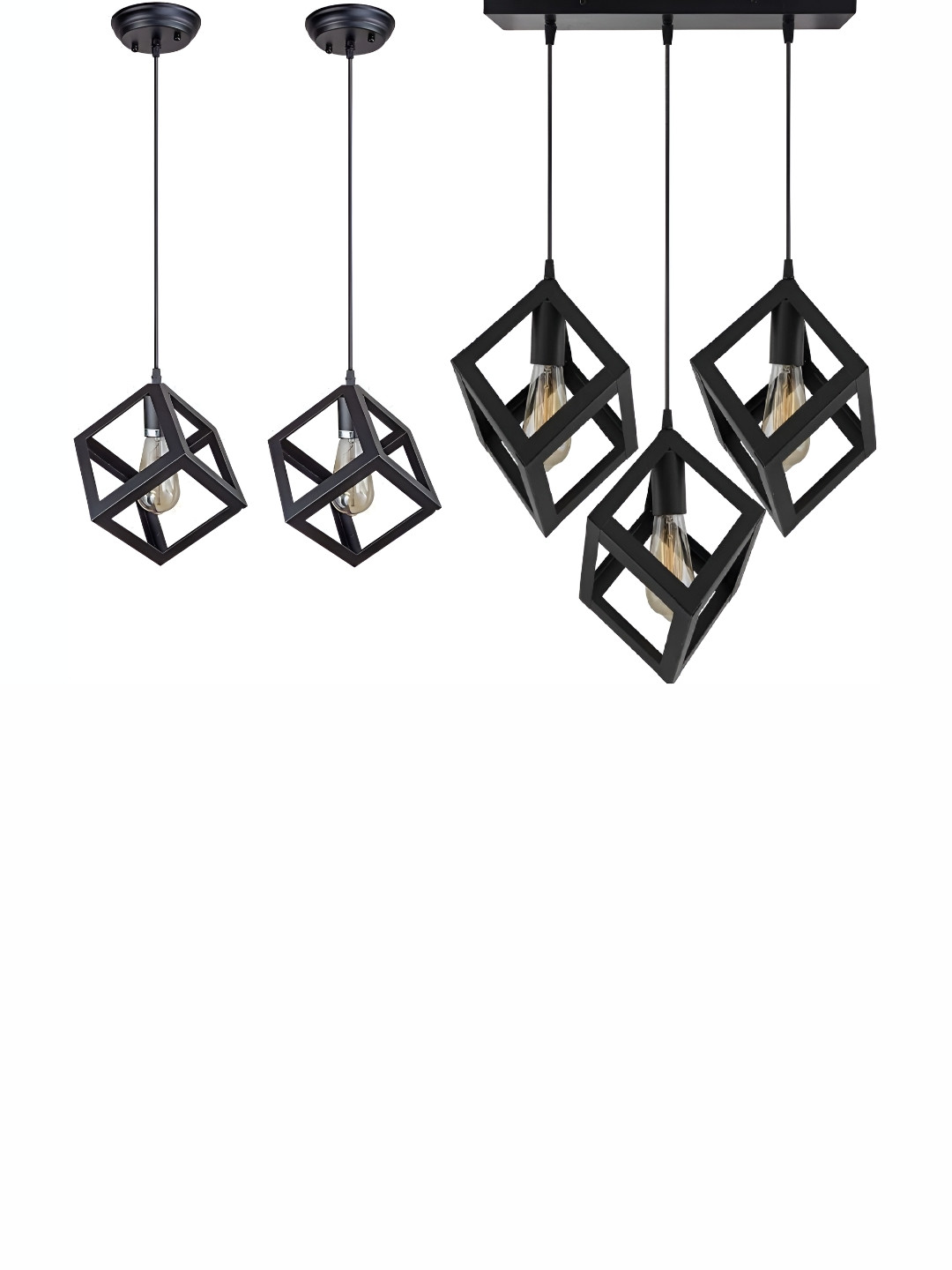 Areezo Black Textured Abstract Shaped  Ceiling Lamp Set