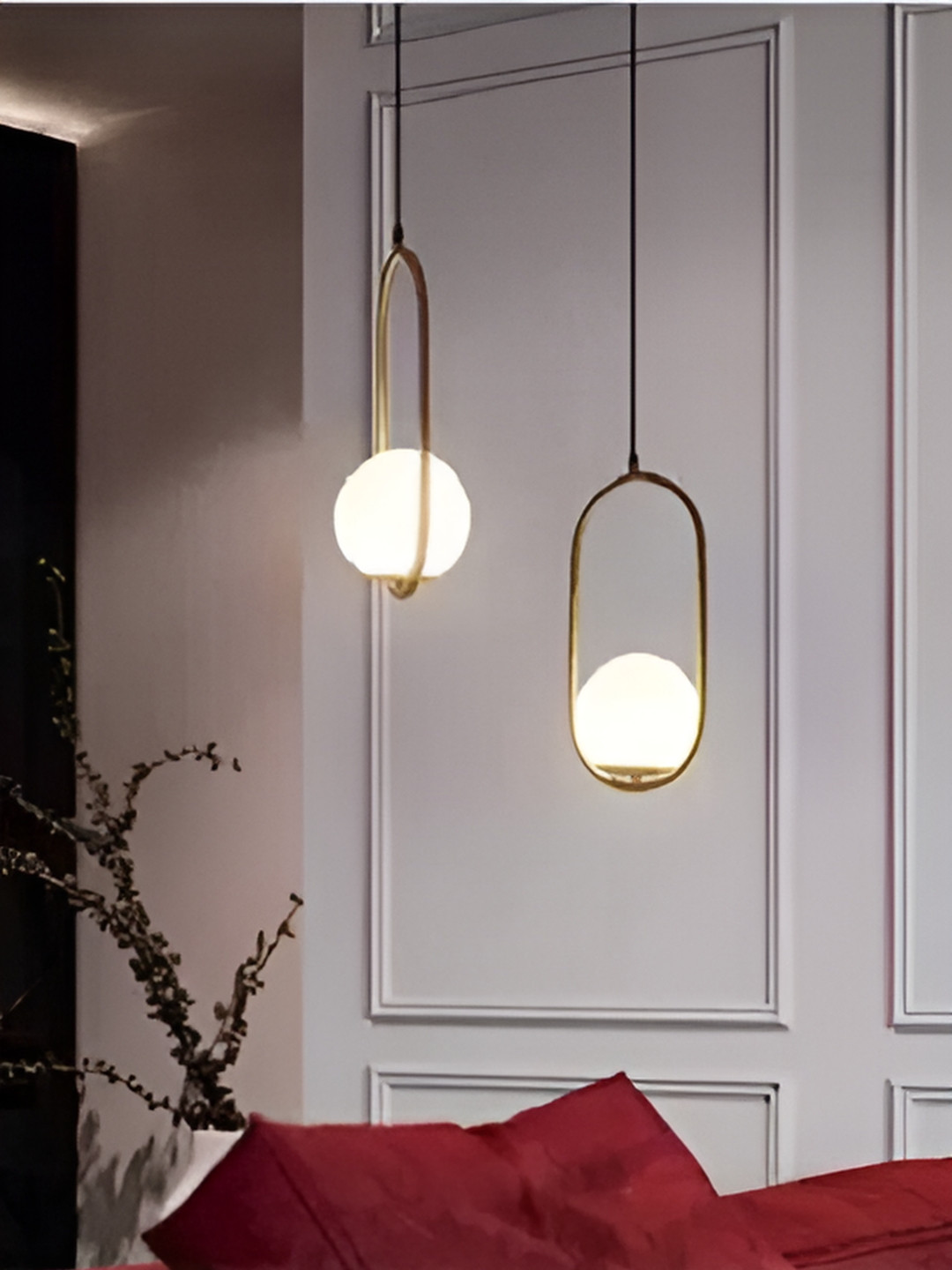 Areezo Gold Toned & White 2 Pieces Ceiling Lamps