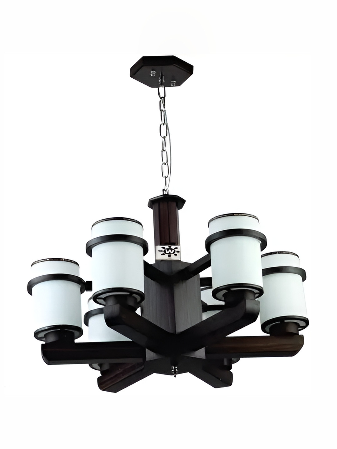 Areezo Brown & White Contemporary Wood Ceiling Lamp