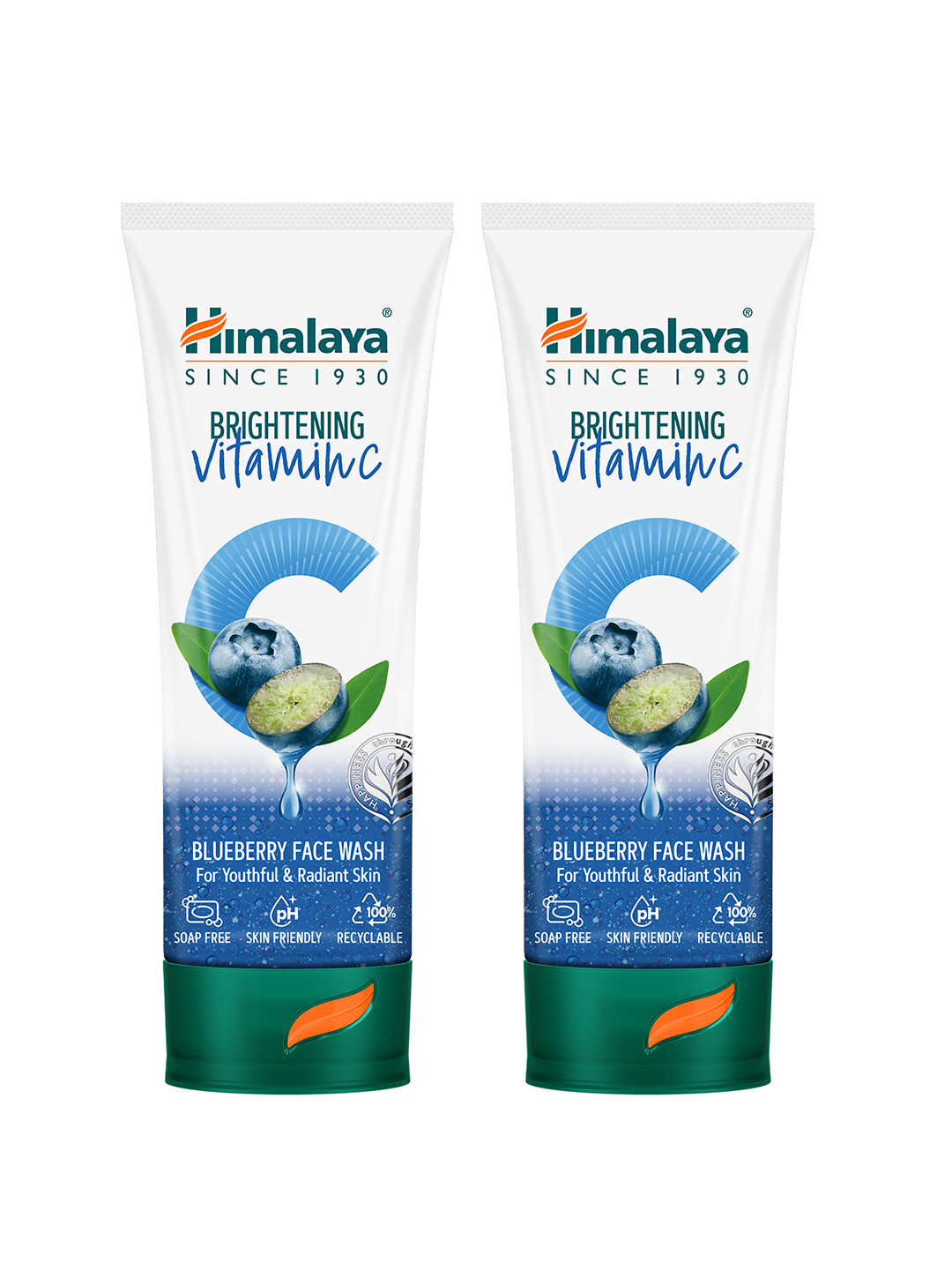 Himalaya Set of 2 Brightening Vitamin C Blueberry Face Wash For Youthful Skin- 100ml Each
